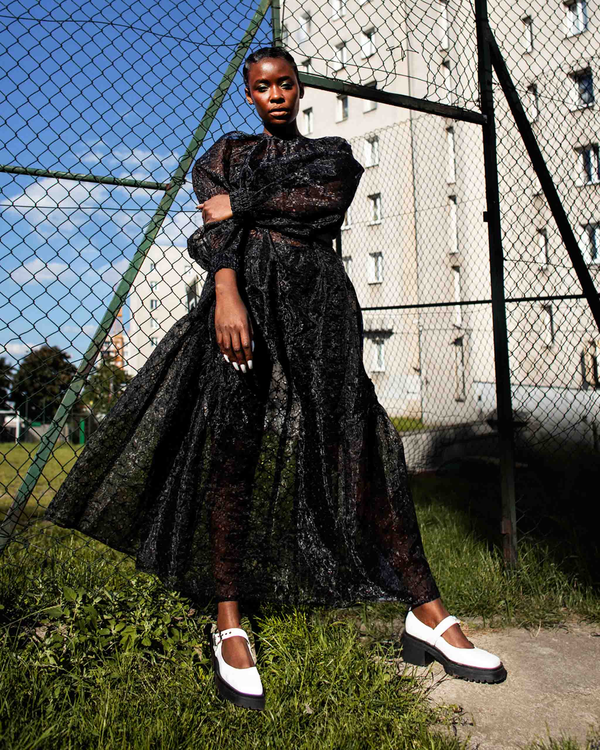 BOHEMA Squared Mary Jane Pumps in white - side view of women's Mary Jane ballet flats