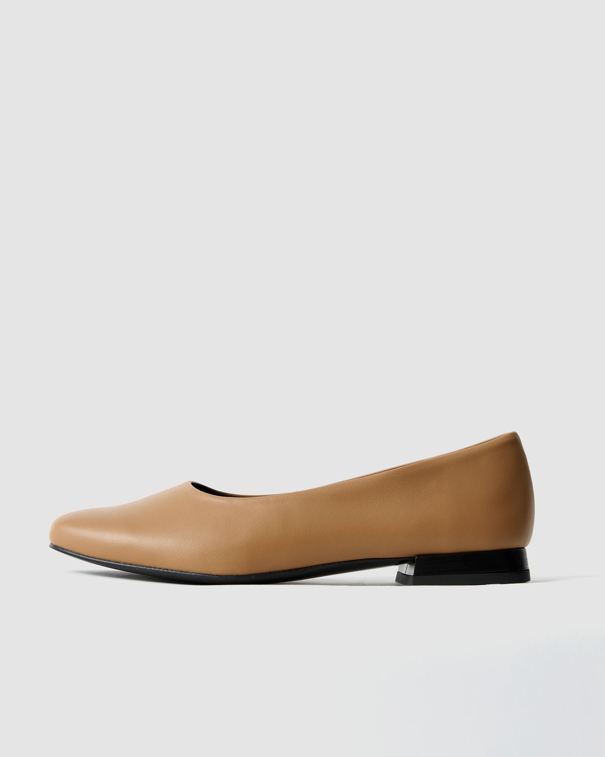 BOHEMA Carmel Diana Pumps - caramel women's square-toe ballet flats made from plant leather