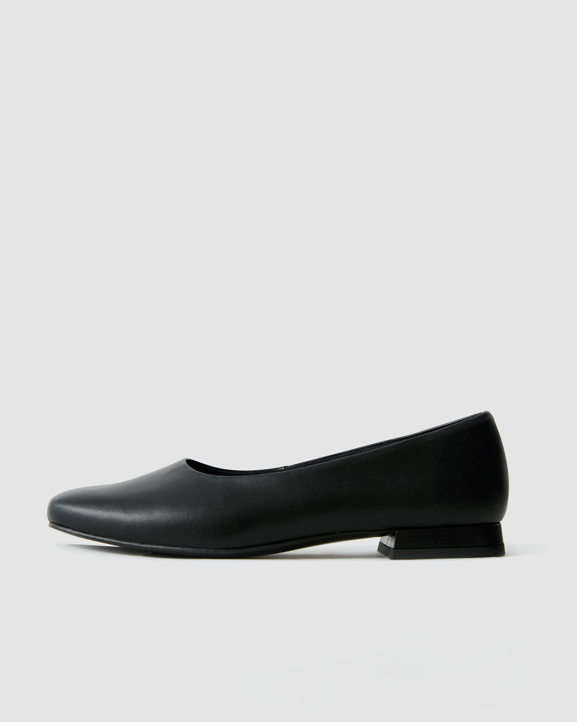 BOHEMA Black Diana Pumps - black women's square-toe ballet flats made from plant leather