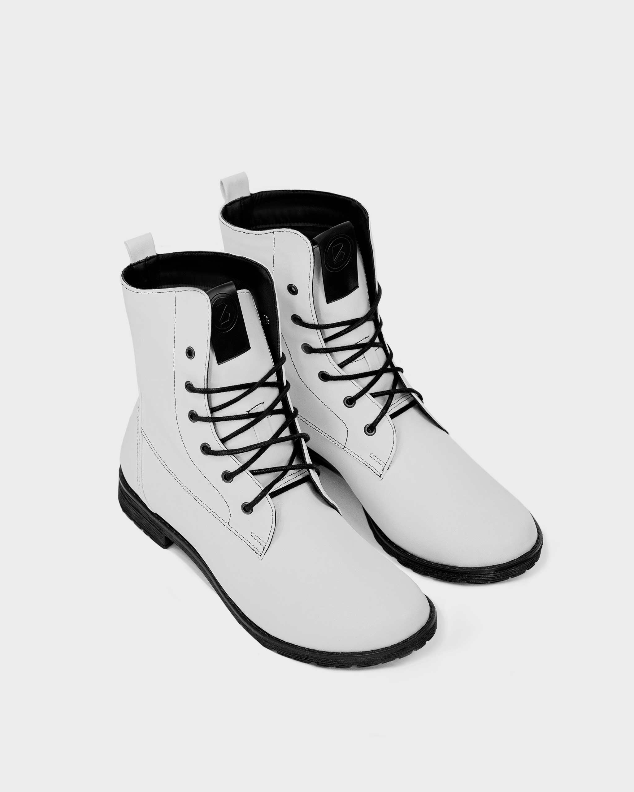 BOHEMA Workers No. 2 in white - side view of women's lace-up boots