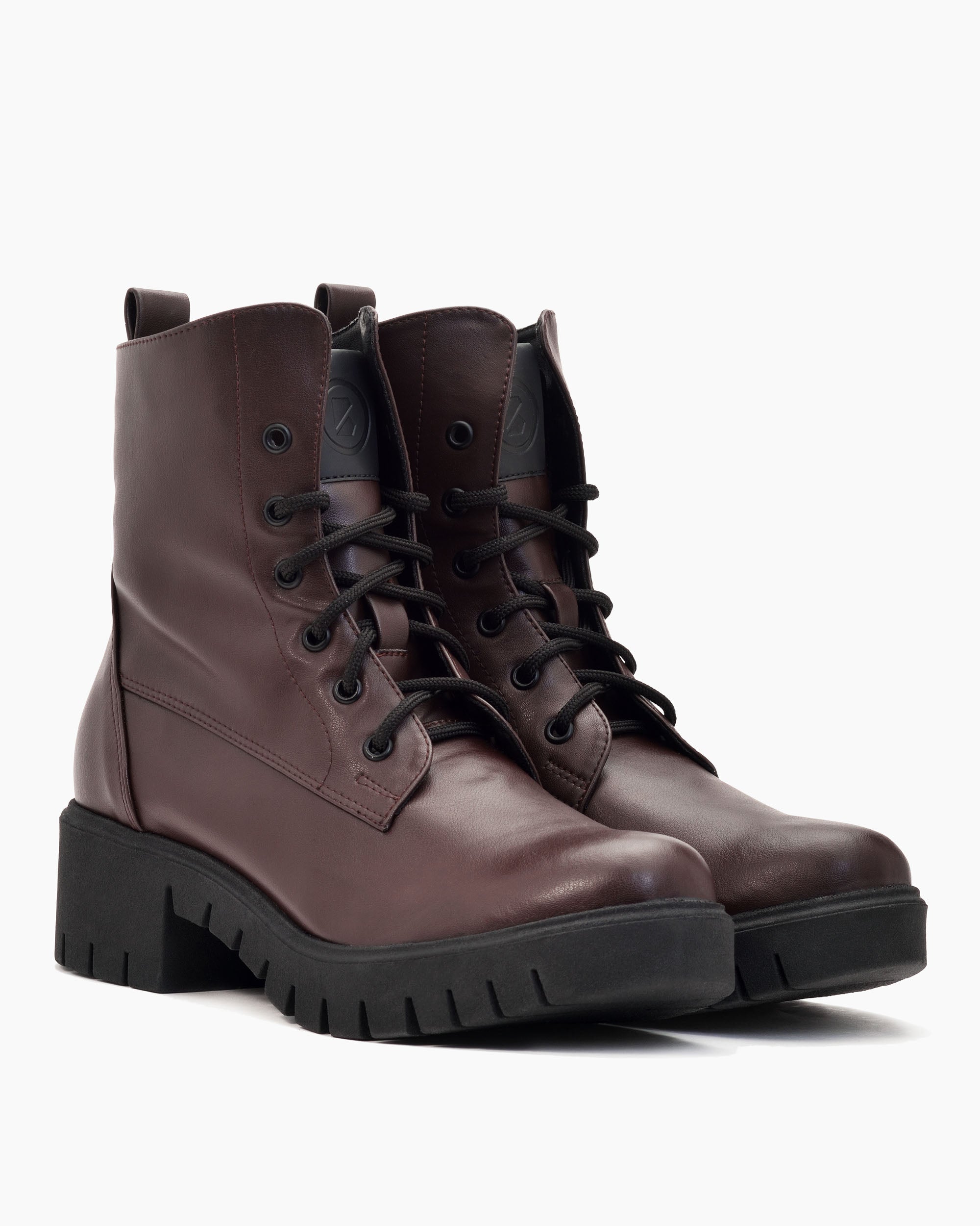 BOHEMA Workers No. 3 in chocolate brown - sole detail of women's lace-up boots