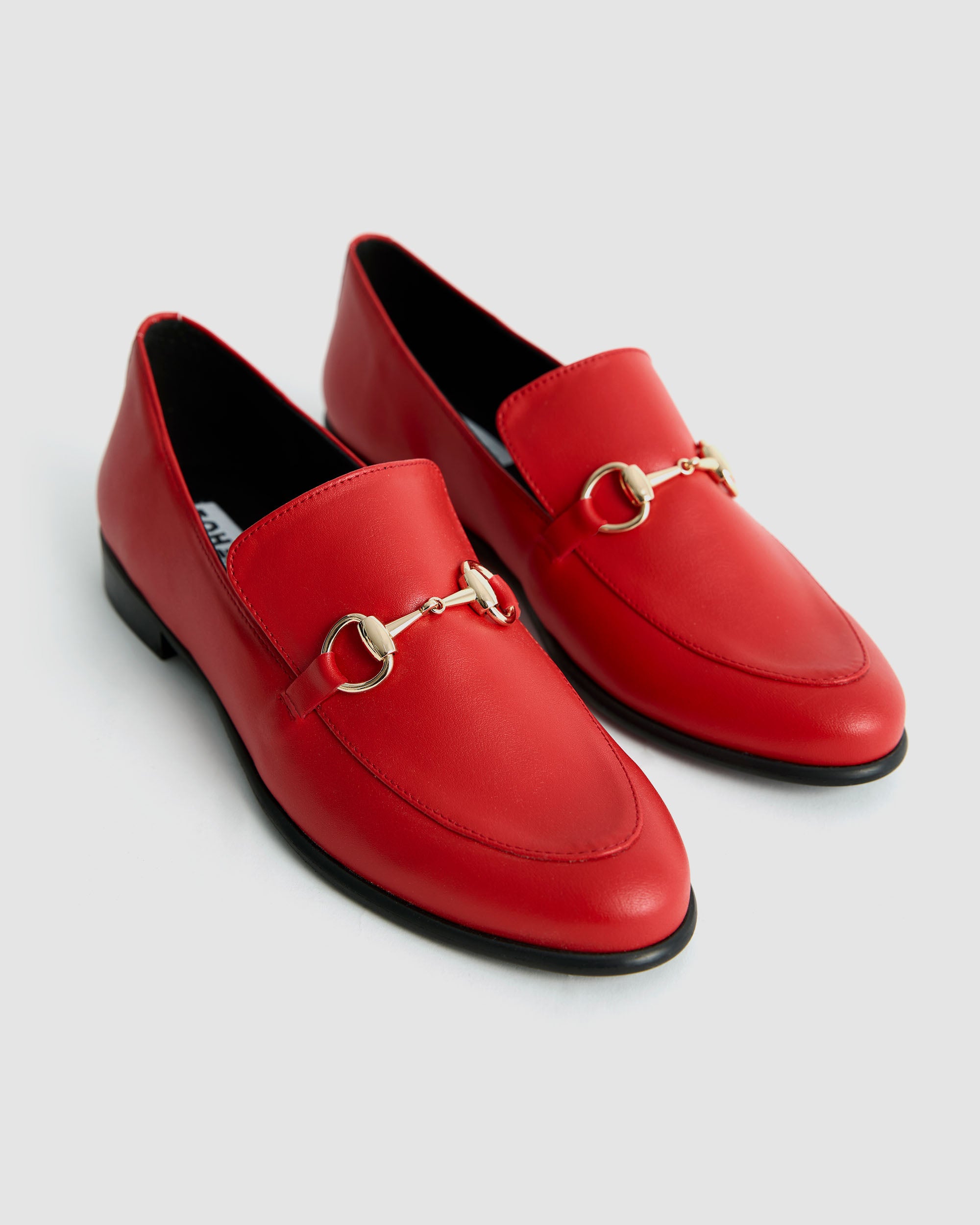 BOHEMA Shiv Loafers in red - side view of women's loafers
