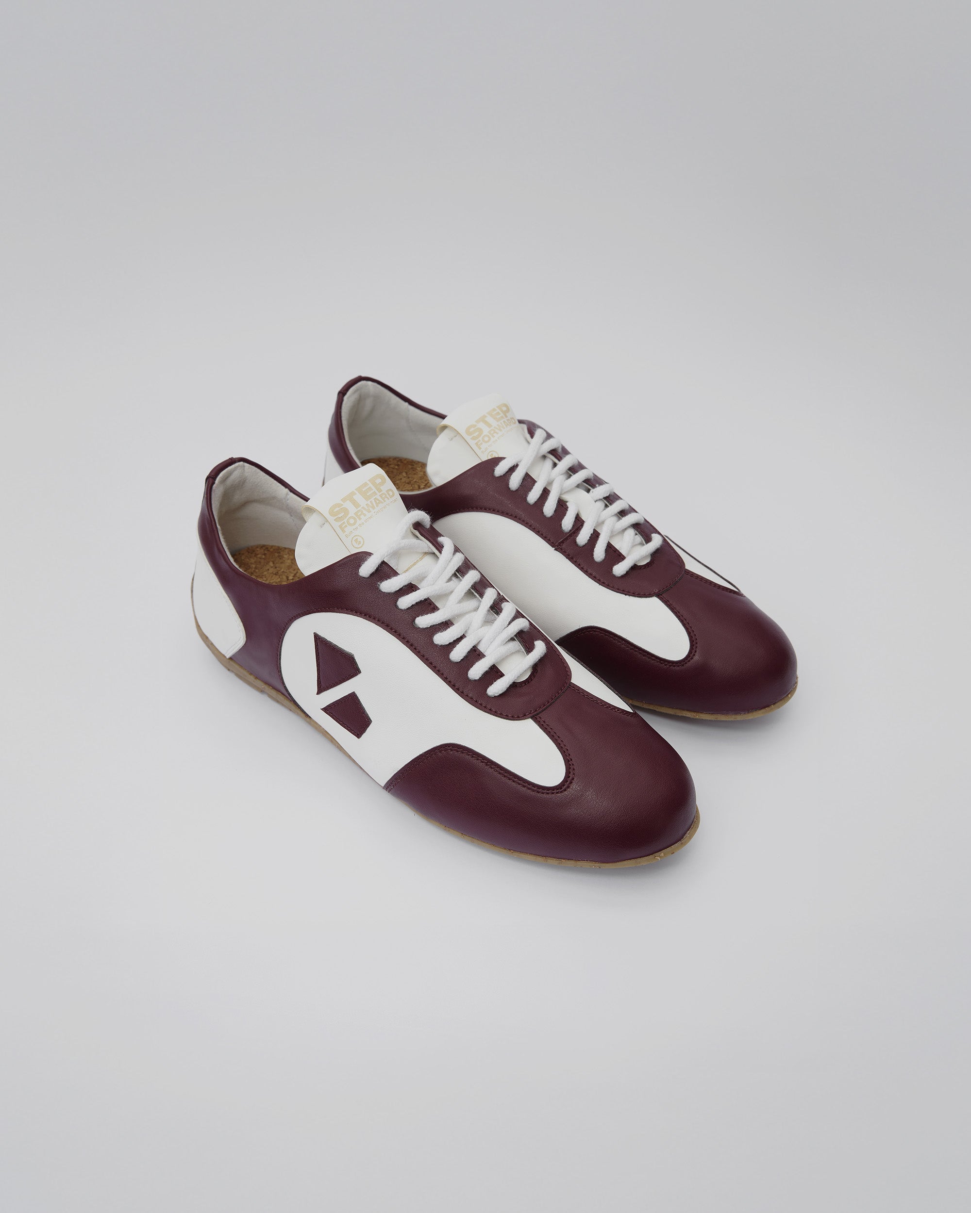 BOHEMA Racer Sneakers in burgundy and white - side view of women's sneakers