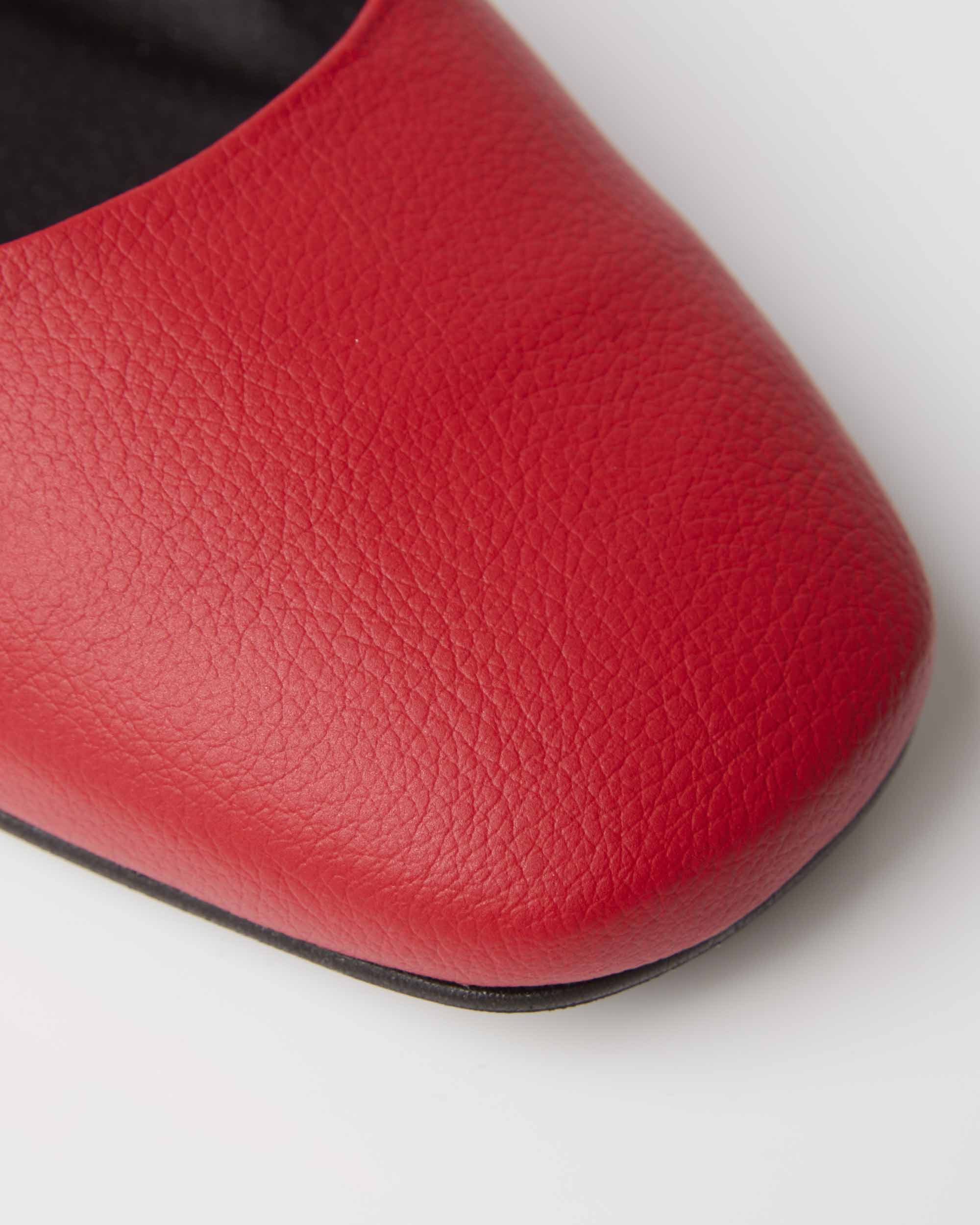 BOHEMA Strawberry Mary Jane Pumps in red - texture close-up of women's Mary Jane ballet flats