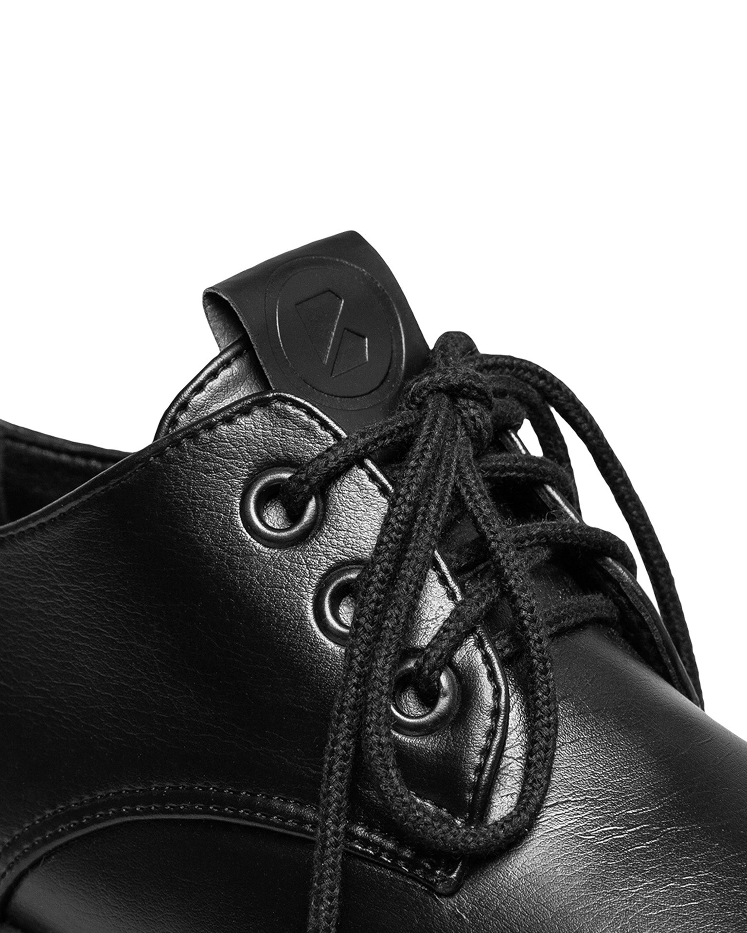 BOHEMA Sienna Squared Derbs in black - worn on foot of women's derby shoes