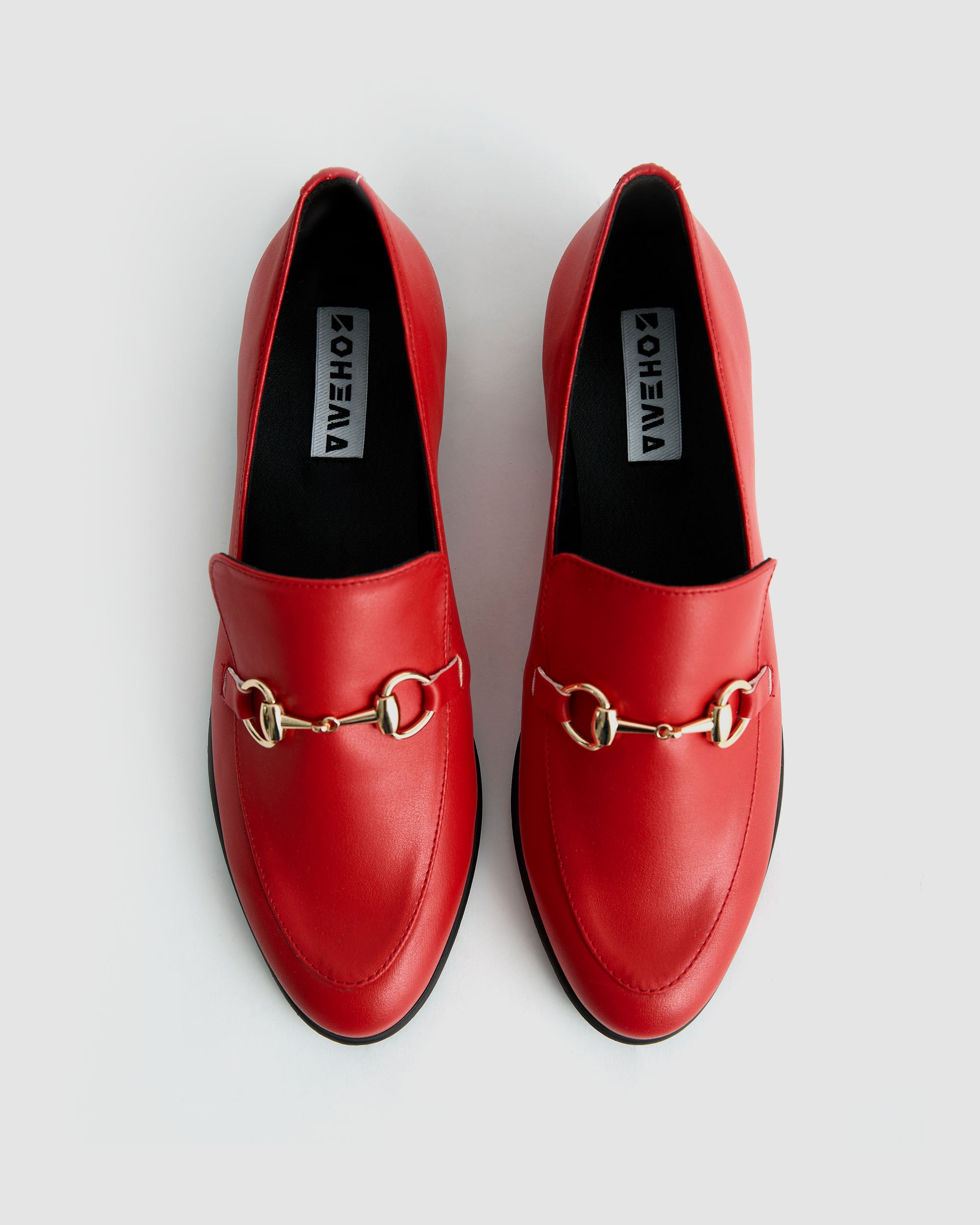 BOHEMA Shiv Loafers in red - top view of women's loafers