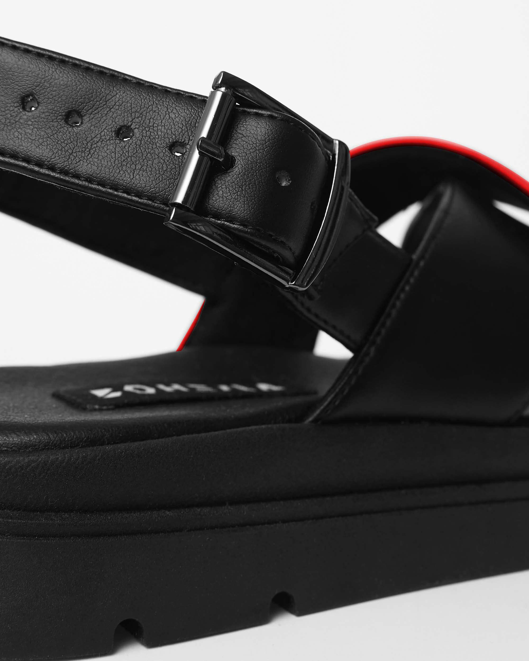 BOHEMA Glare Sandals in red - sole detail of women's heeled sandals
