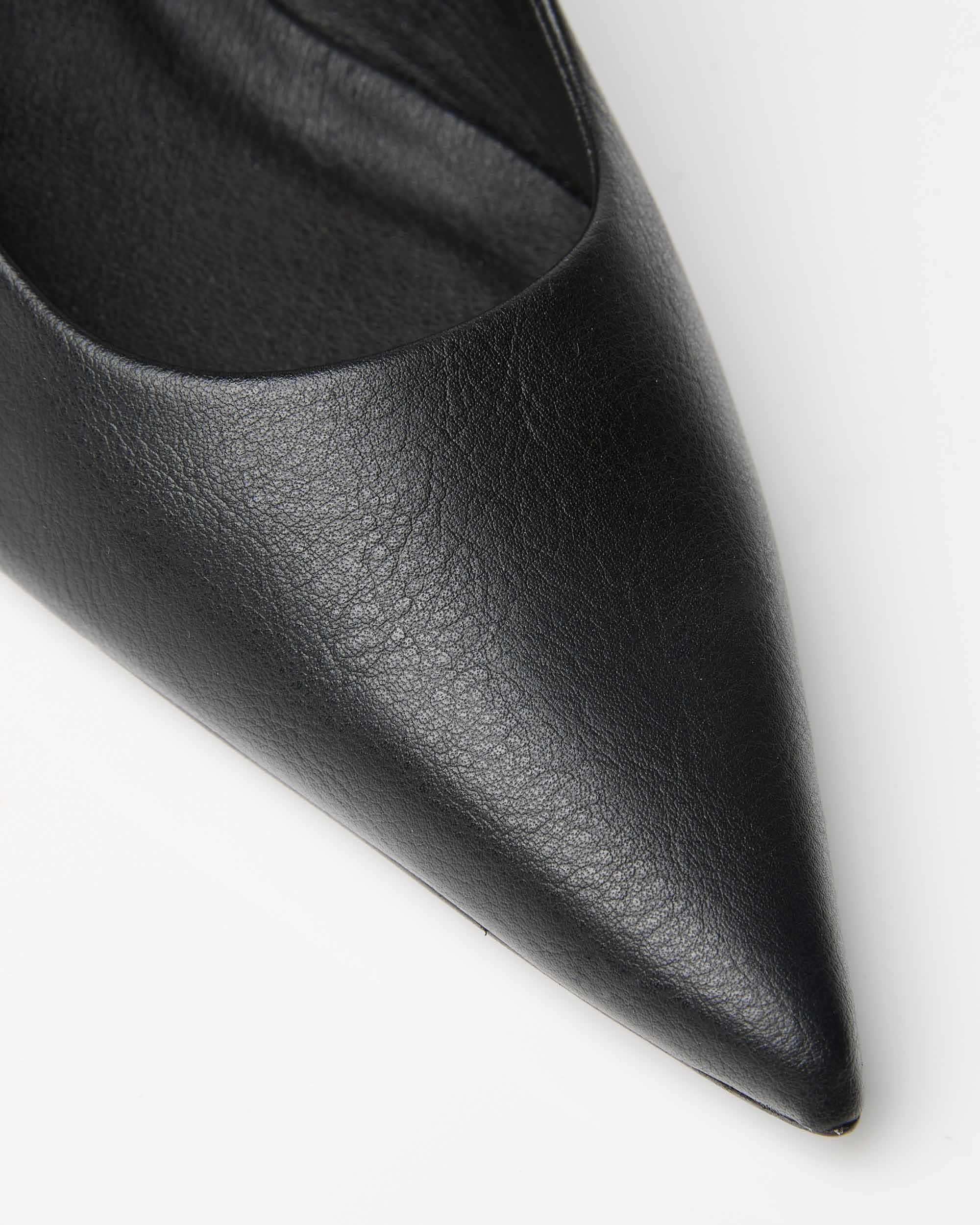BOHEMA Siren Heels in black - top view of women's kitten heel shoes