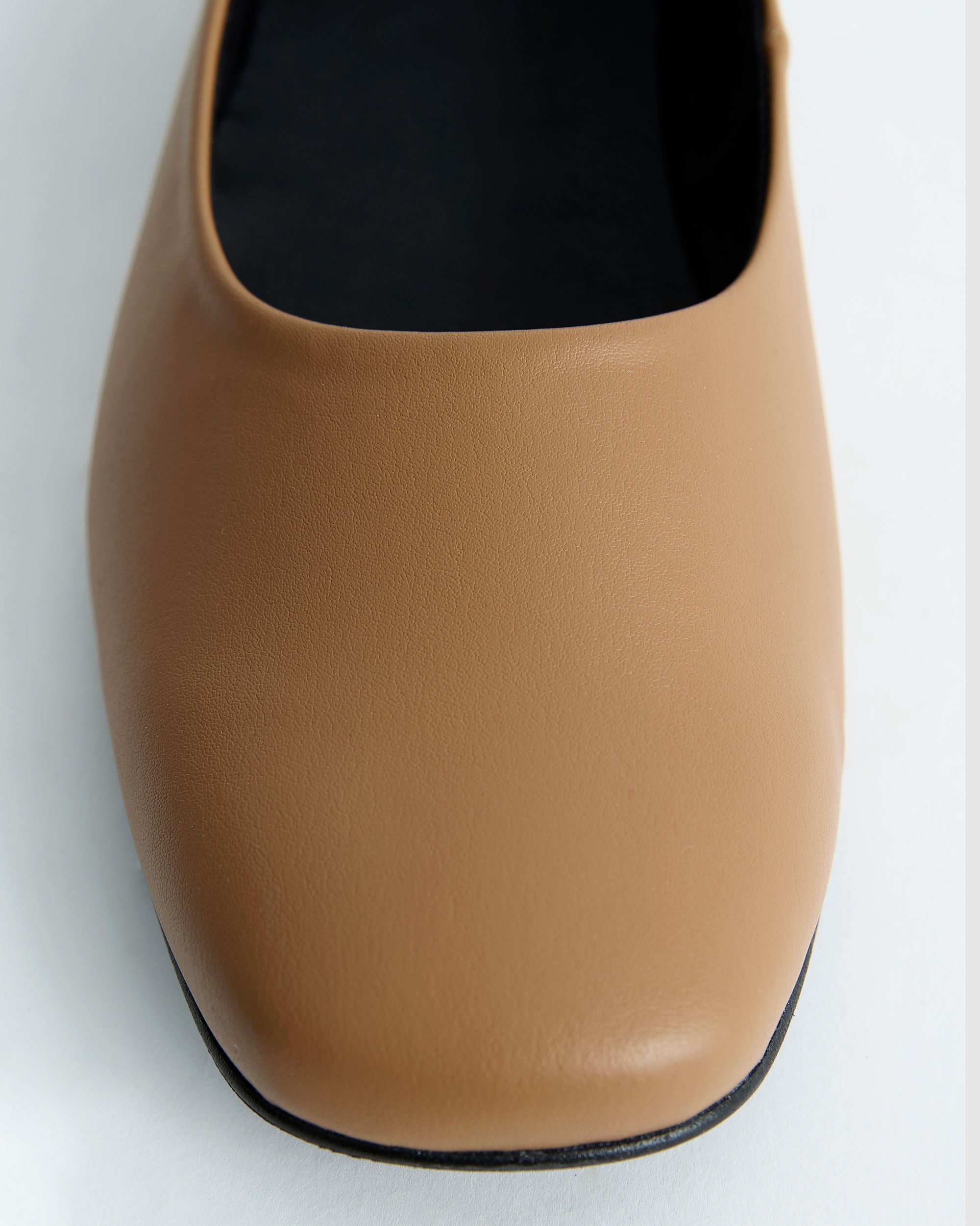 BOHEMA Carmel Diana Pumps in caramel - sole detail of women's square-toe ballet flats