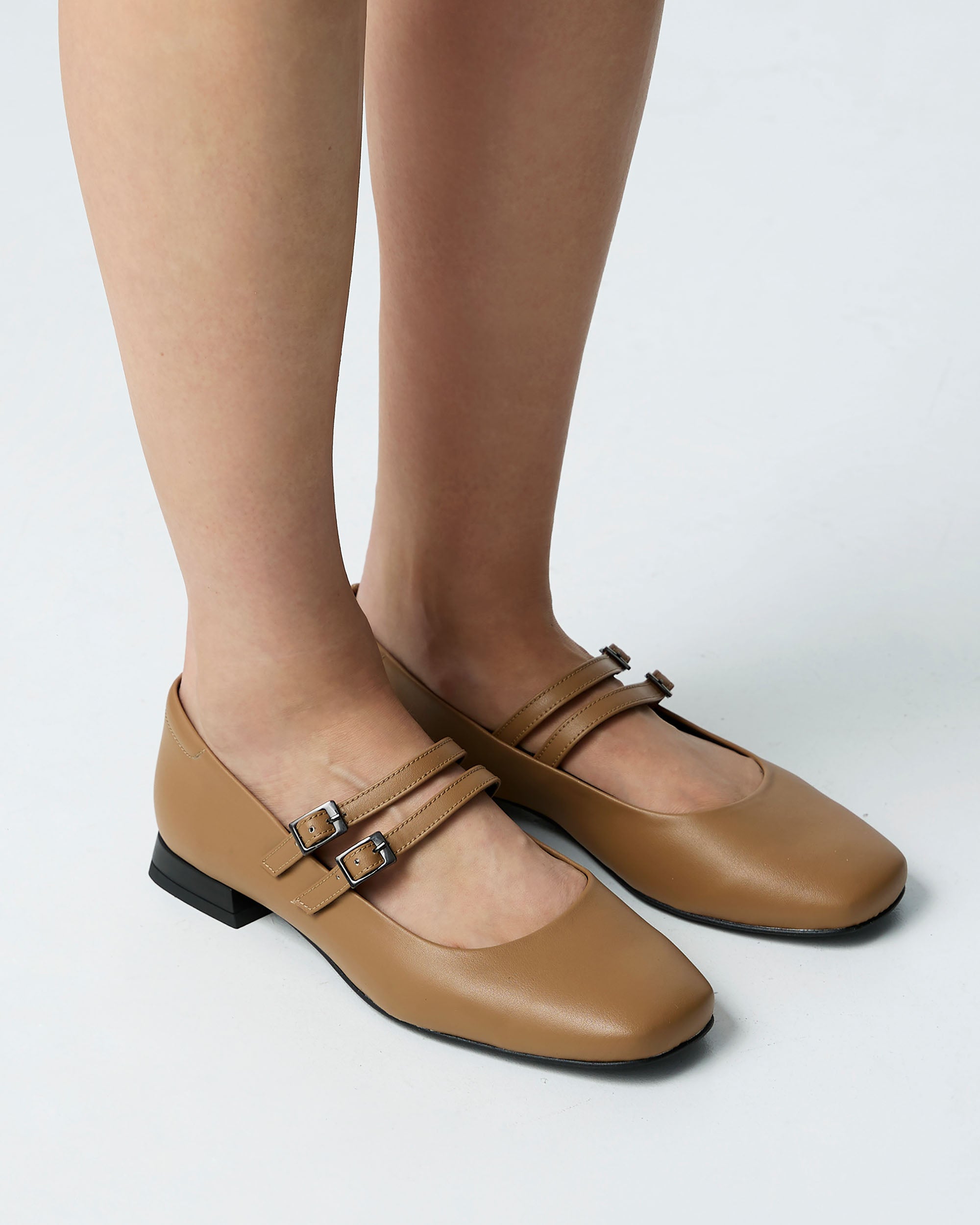 BOHEMA Carmel Mary Jane Pumps in caramel - styled look of women's Mary Jane ballet flats