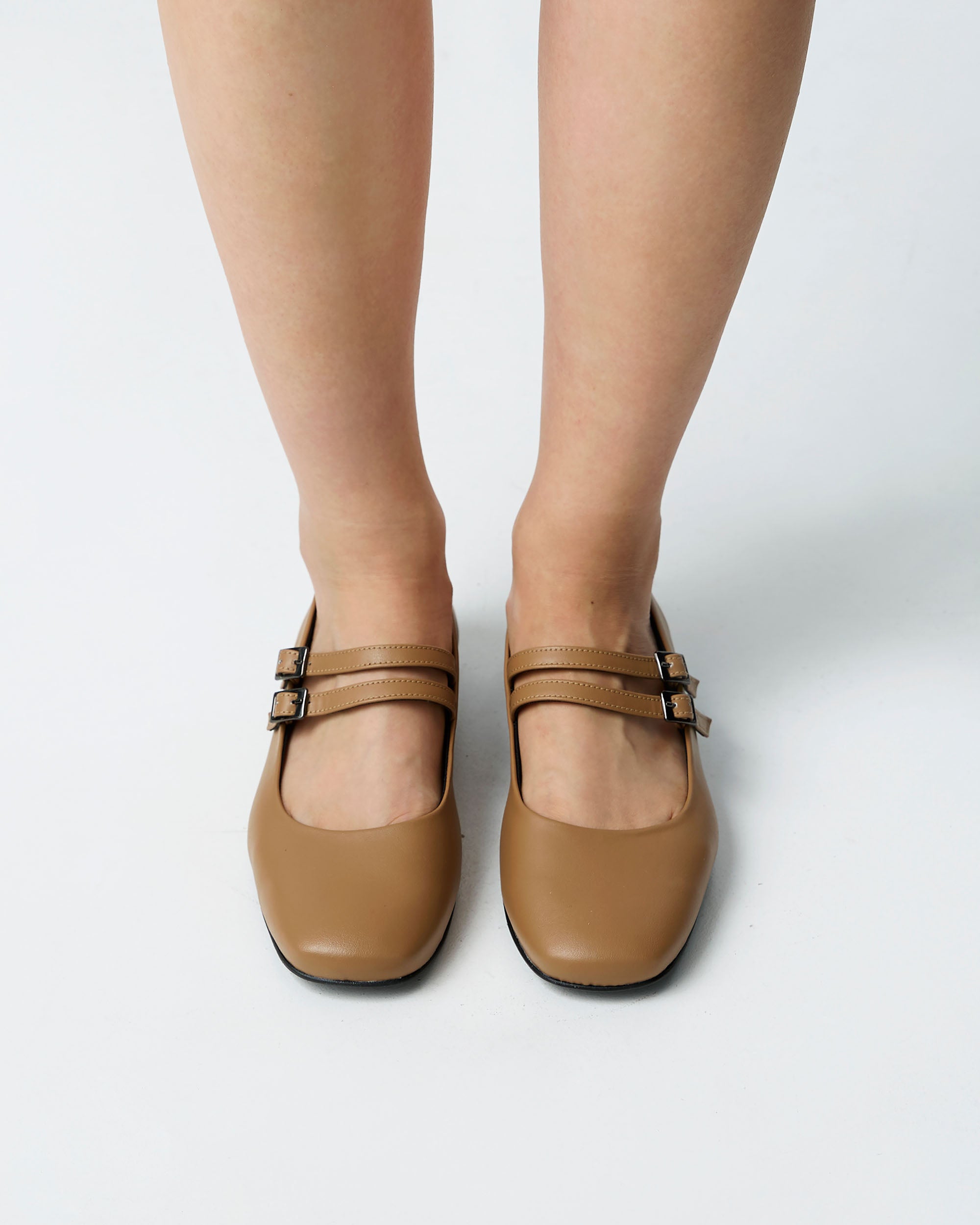 BOHEMA Carmel Mary Jane Pumps in caramel - pair view of women's Mary Jane ballet flats