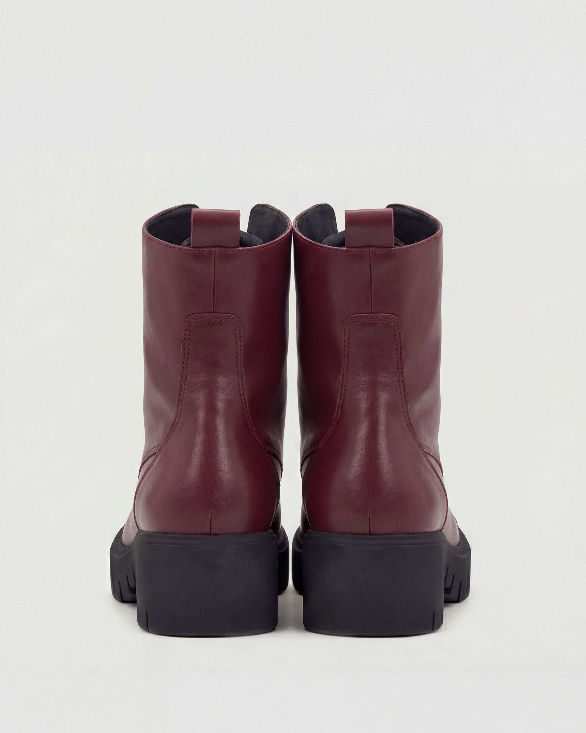 BOHEMA Workers No. 3 in burgundy - top view of women's lace-up boots