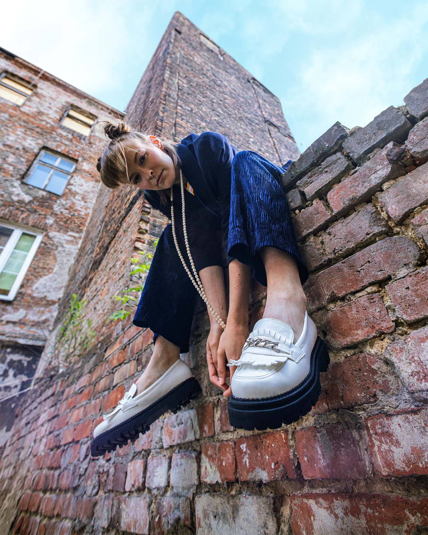 BOHEMA Chunky Loafers - white women's loafers made from grape plant leather