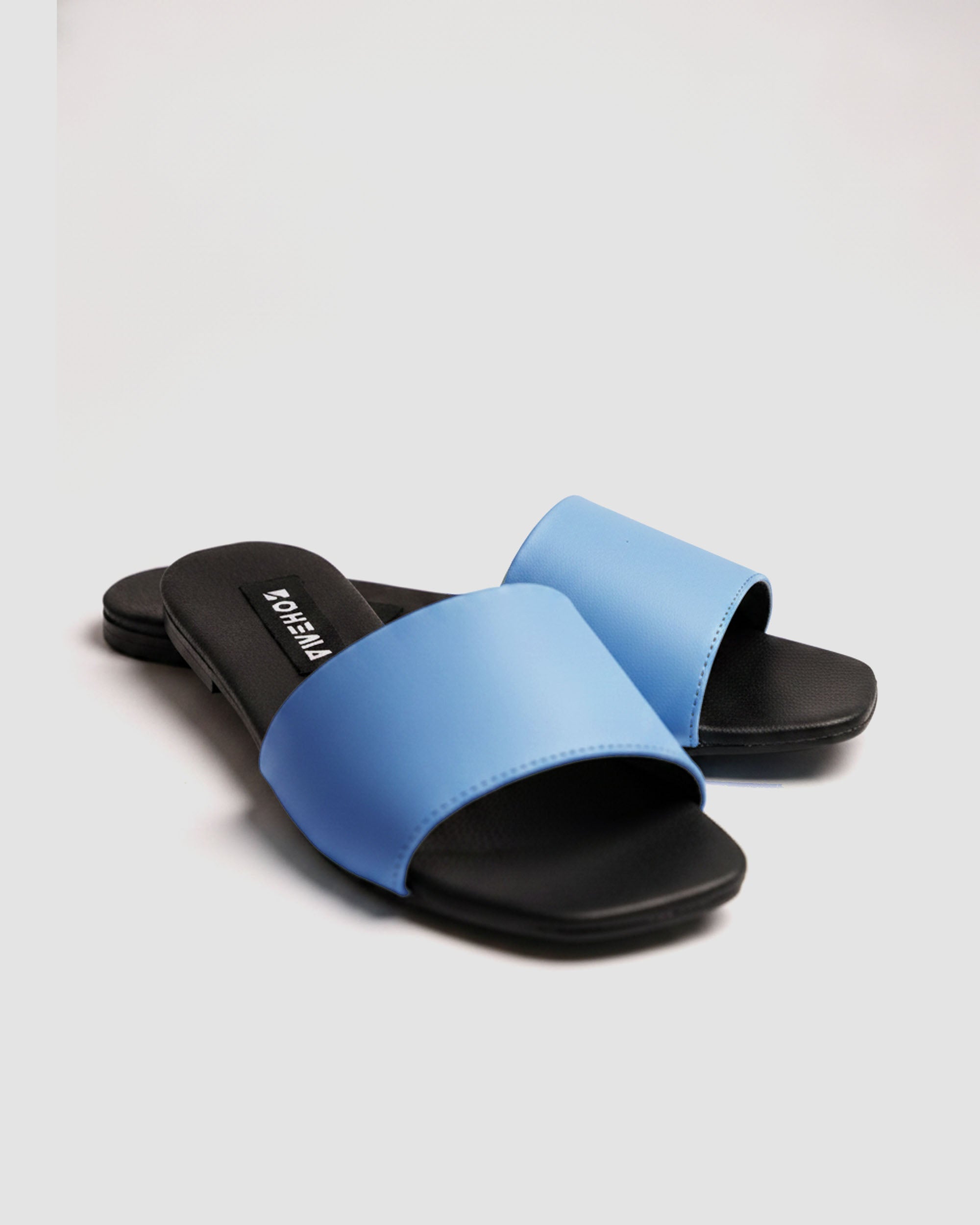 Mellow Slides Shoes Baby Blue, Vegan Corn Leather, Women's