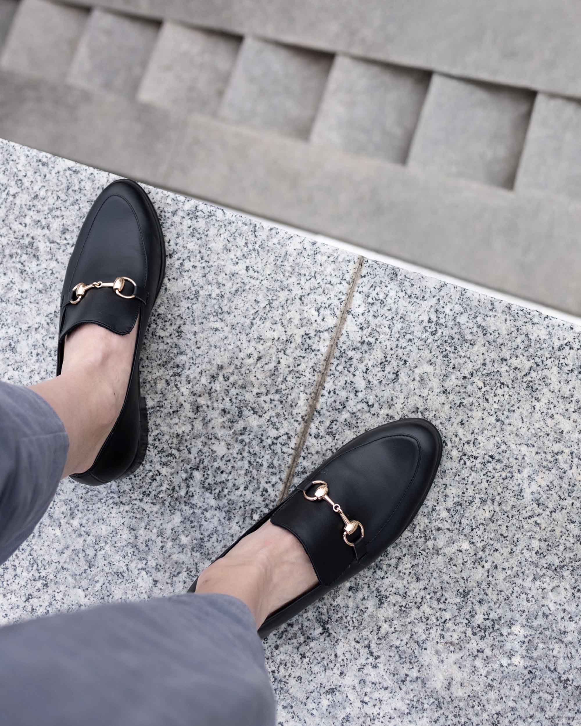 BOHEMA Shiv Loafers in black - worn on foot of women's loafers