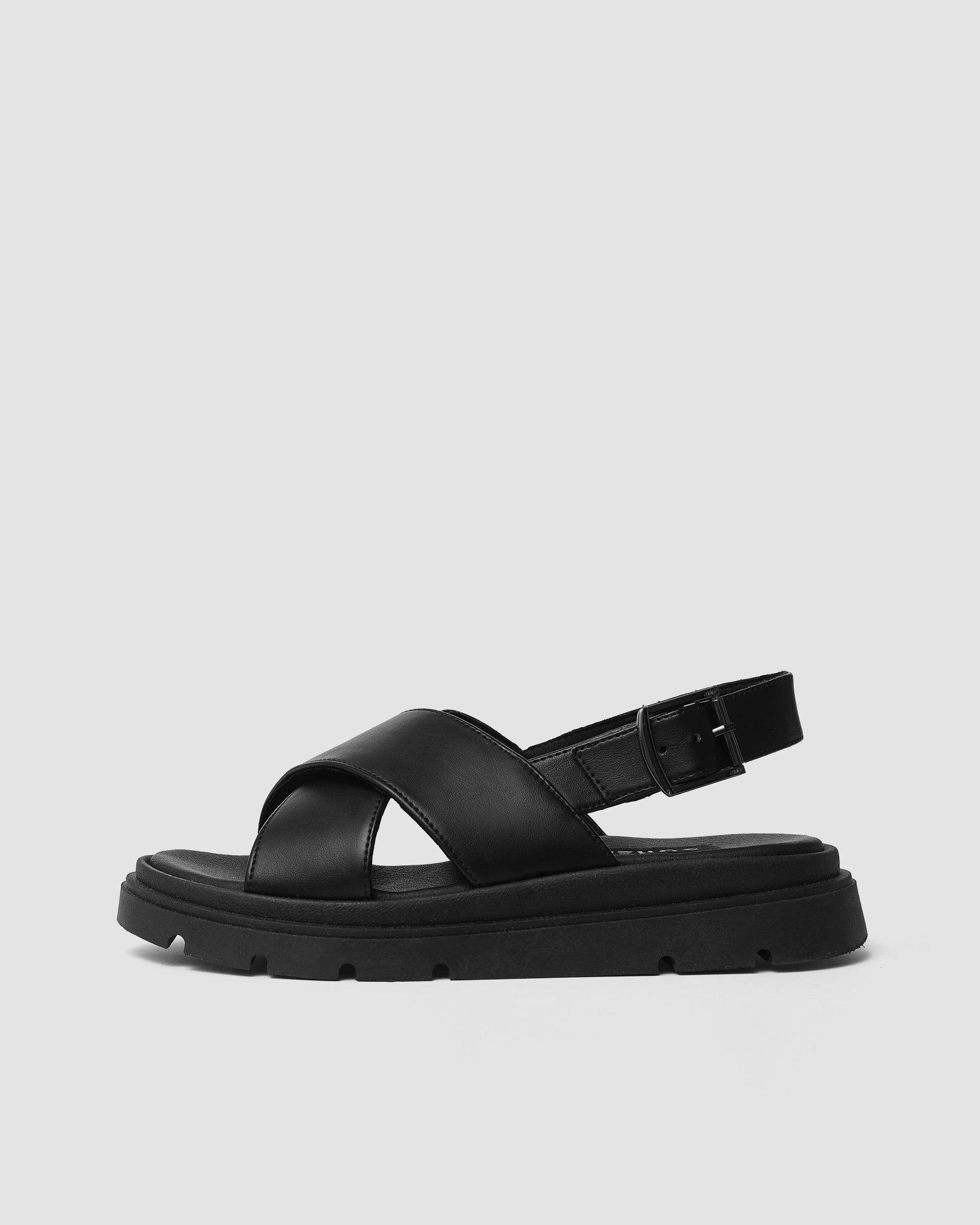 BOHEMA Glare Sandals - black women's heeled sandals made from corn plant leather