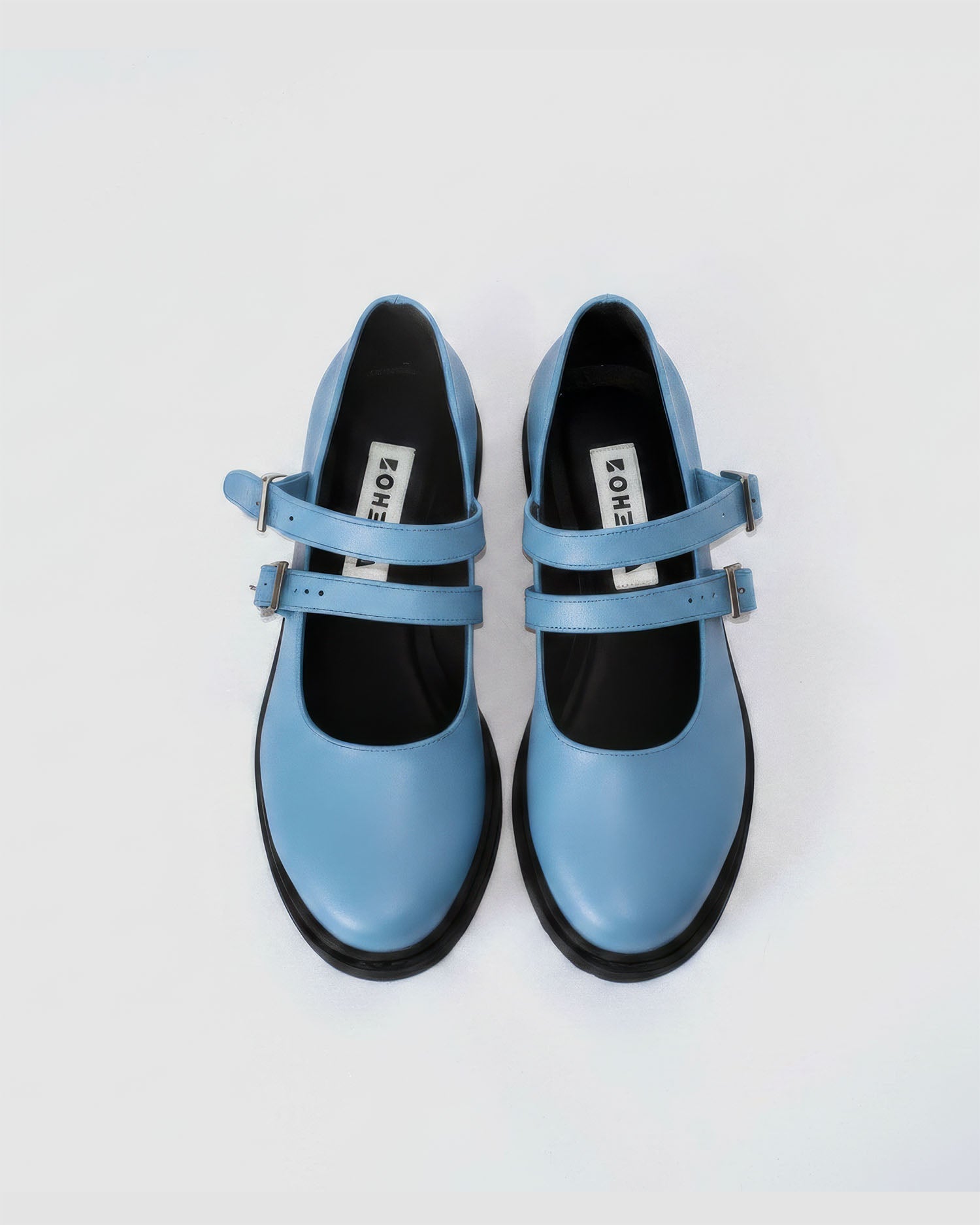 Twin Mary Jane Baby Blue ballerinas, material detail close-up