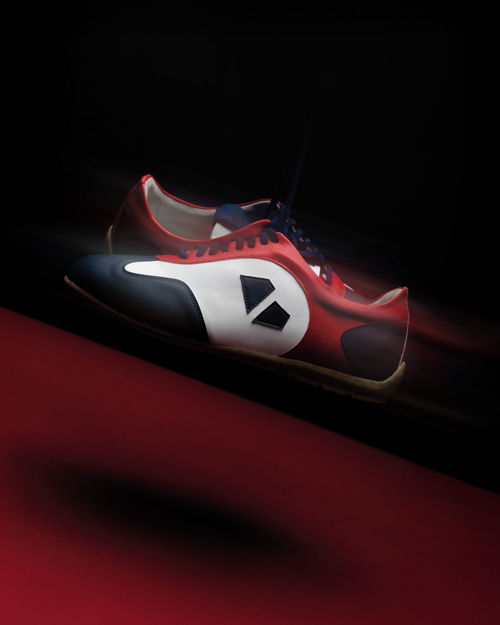 BOHEMA Racer Sneakers - blue, red and white women's sneakers made from plant leather