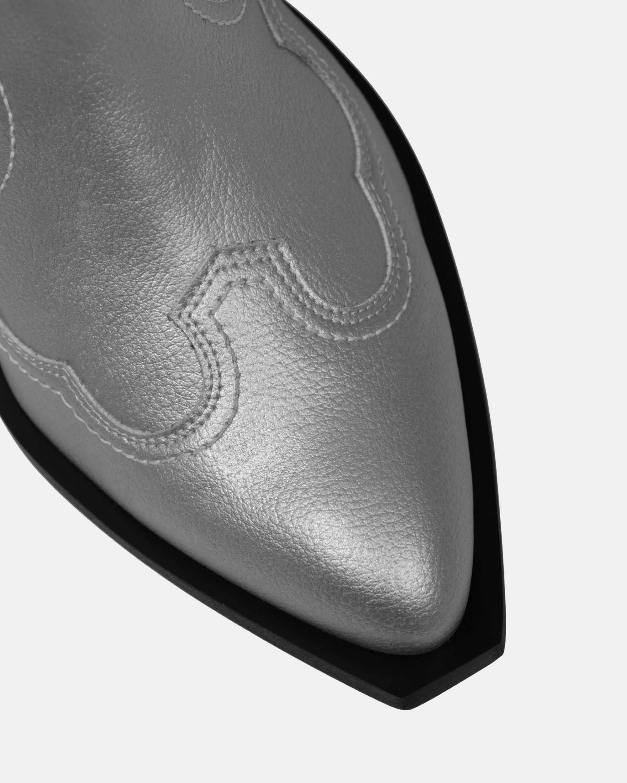 BOHEMA Metallic Stitchy Cowboy Boots in metallic - top view of women's cowboy boots