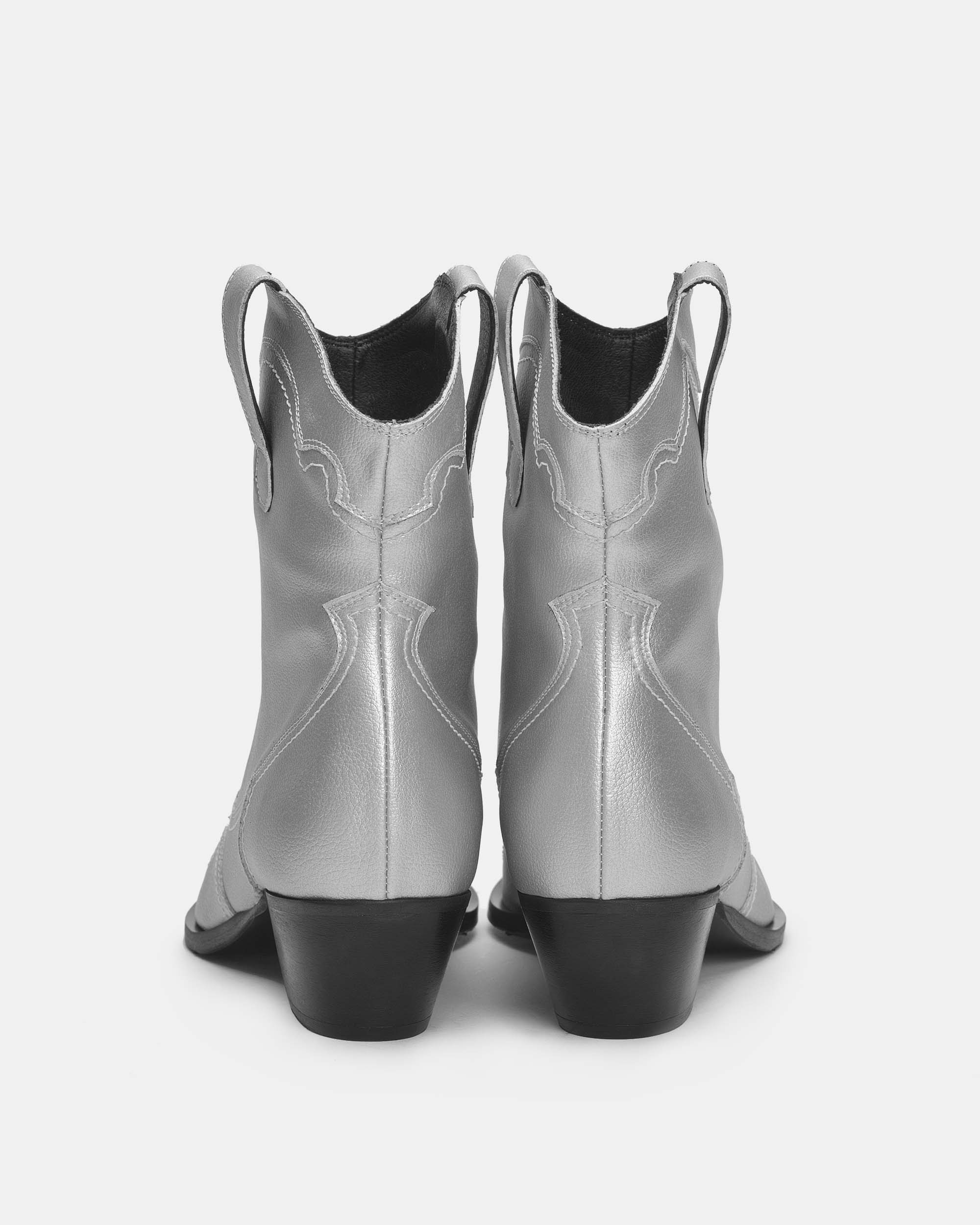 BOHEMA Metallic Stitchy Cowboy Boots in metallic - sole detail of women's cowboy boots