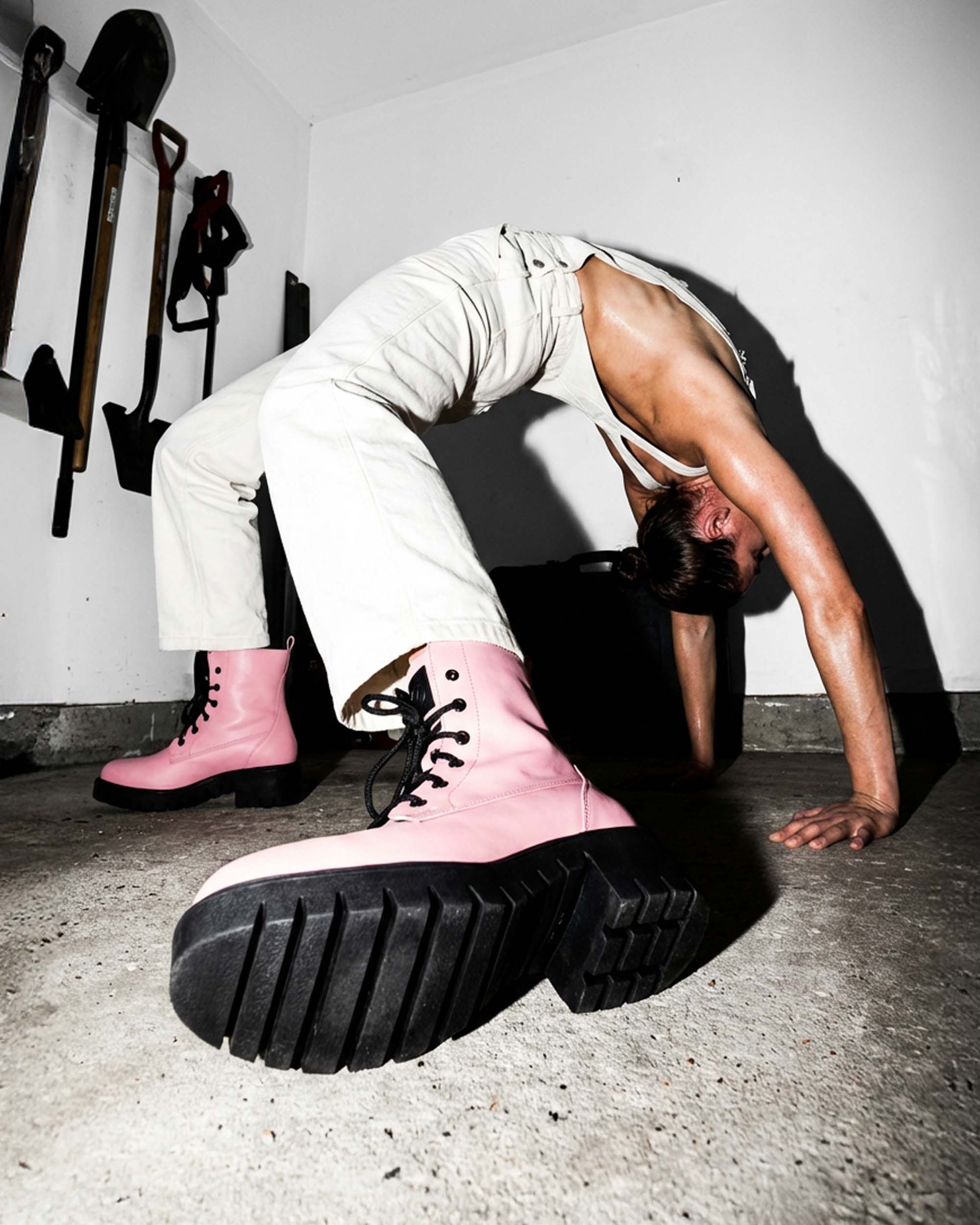 BOHEMA Workers No. 3 - pink women's lace-up boots made from plant leather