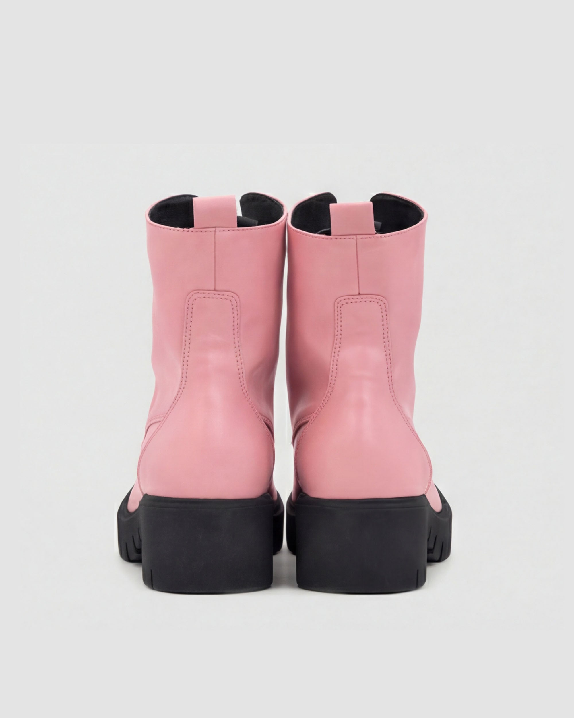BOHEMA Workers No. 3 in pink - worn on foot of women's lace-up boots
