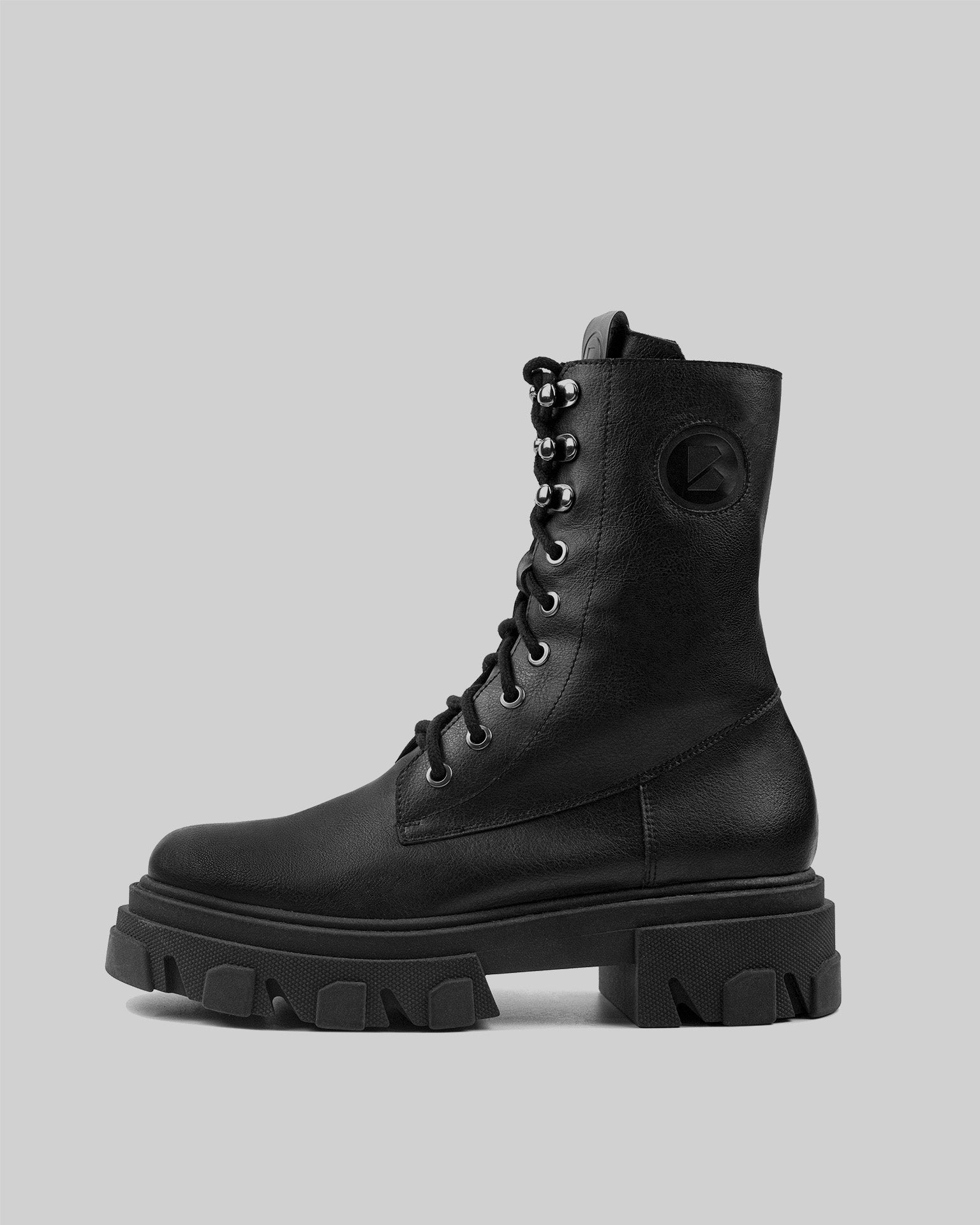 BOHEMA Combat Boots in black - worn on foot of women's combat boots