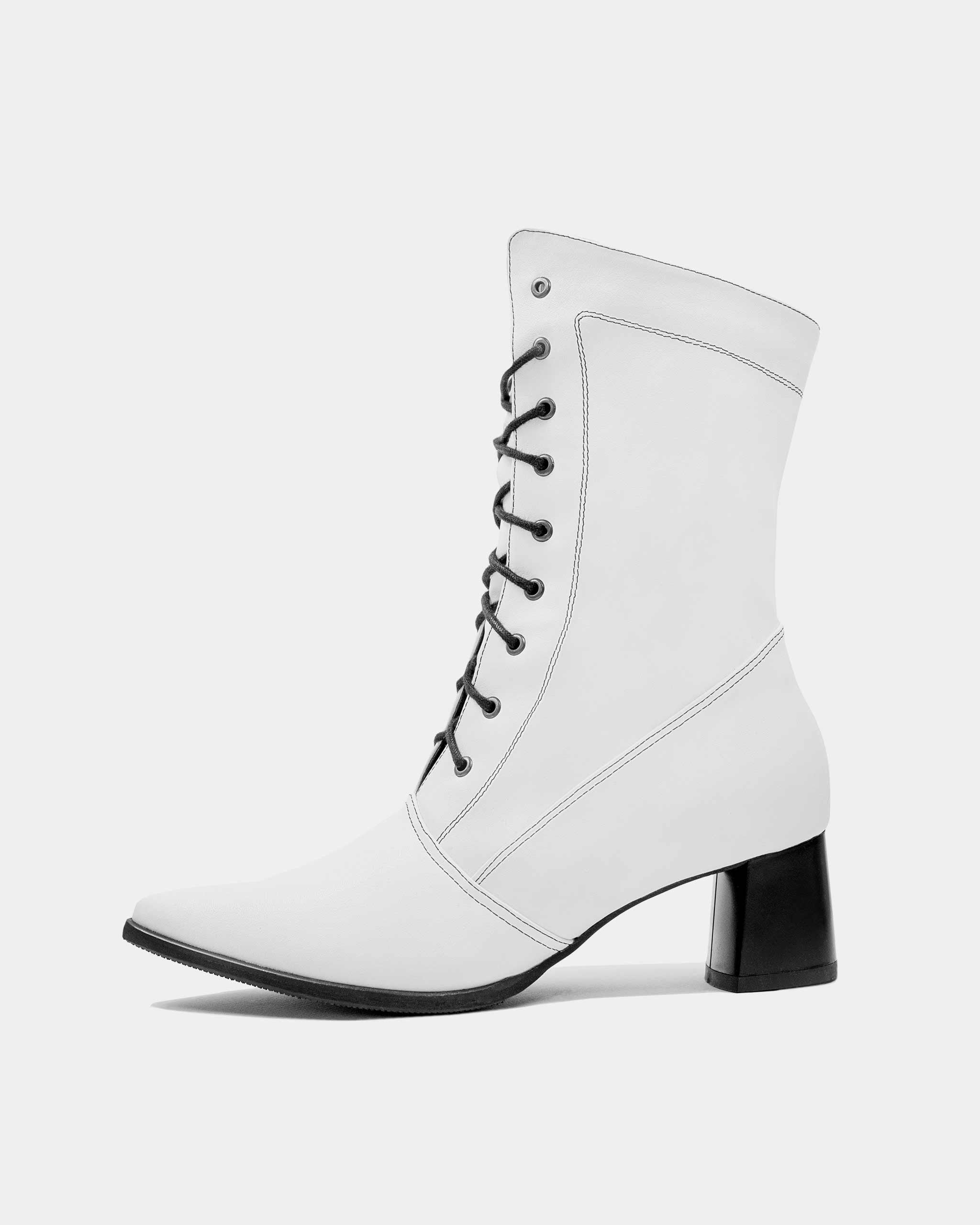 BOHEMA High Boots - white women's knee-high boots made from cactus plant leather