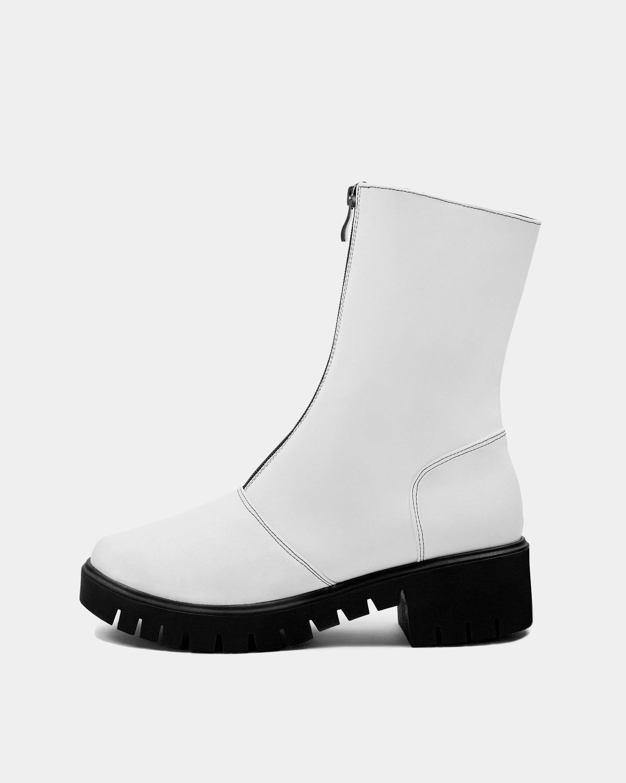 BOHEMA Cyber Boots - white women's ankle boots made from cactus plant leather