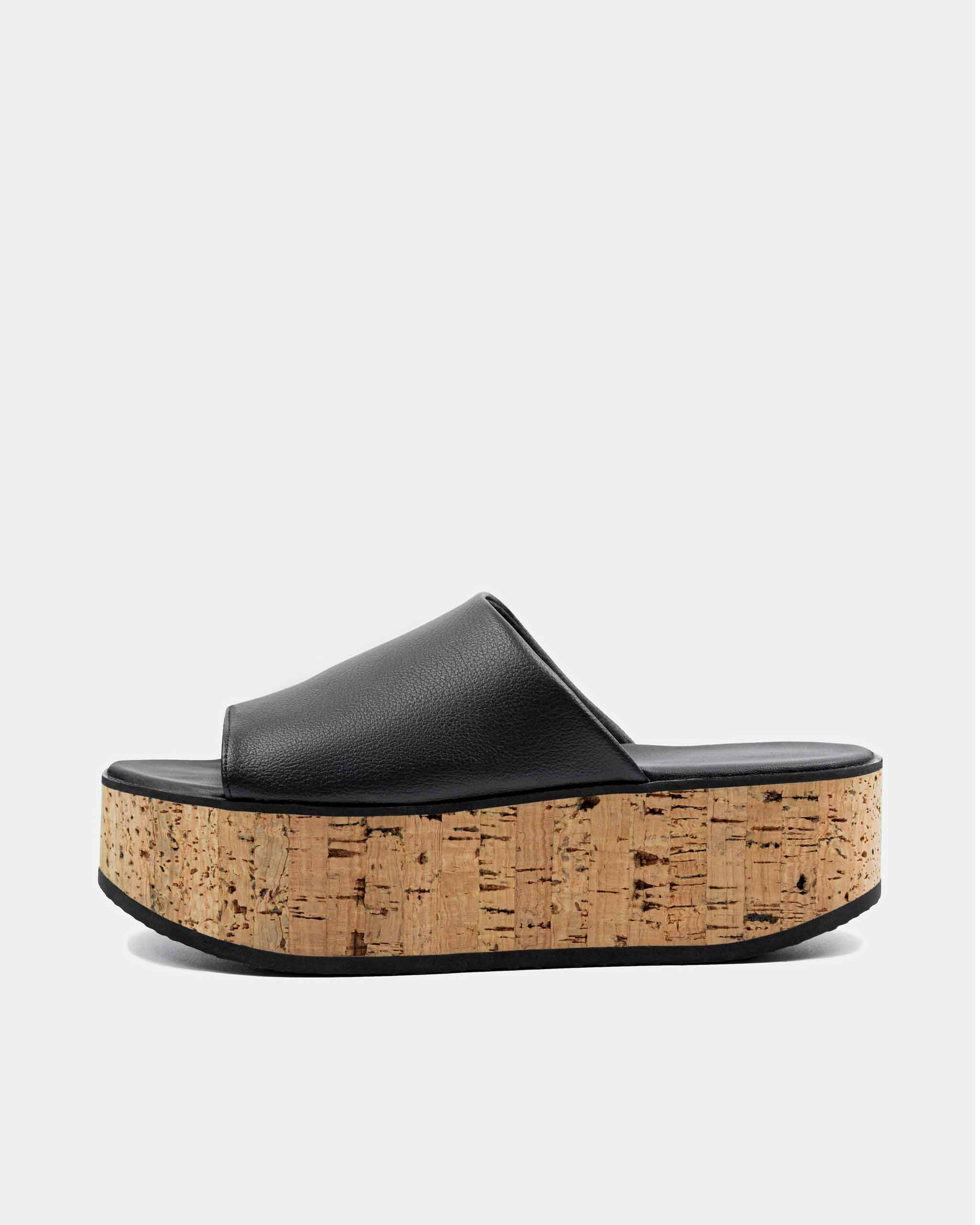 Geigi Flatforms Black grape leather sandals - front view