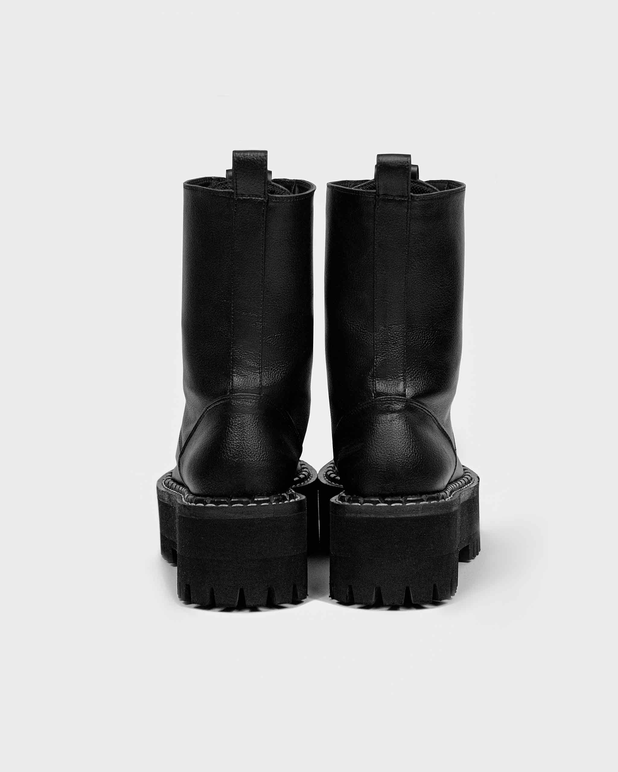 BOHEMA Worker Monster in black - top view of women's lace-up boots
