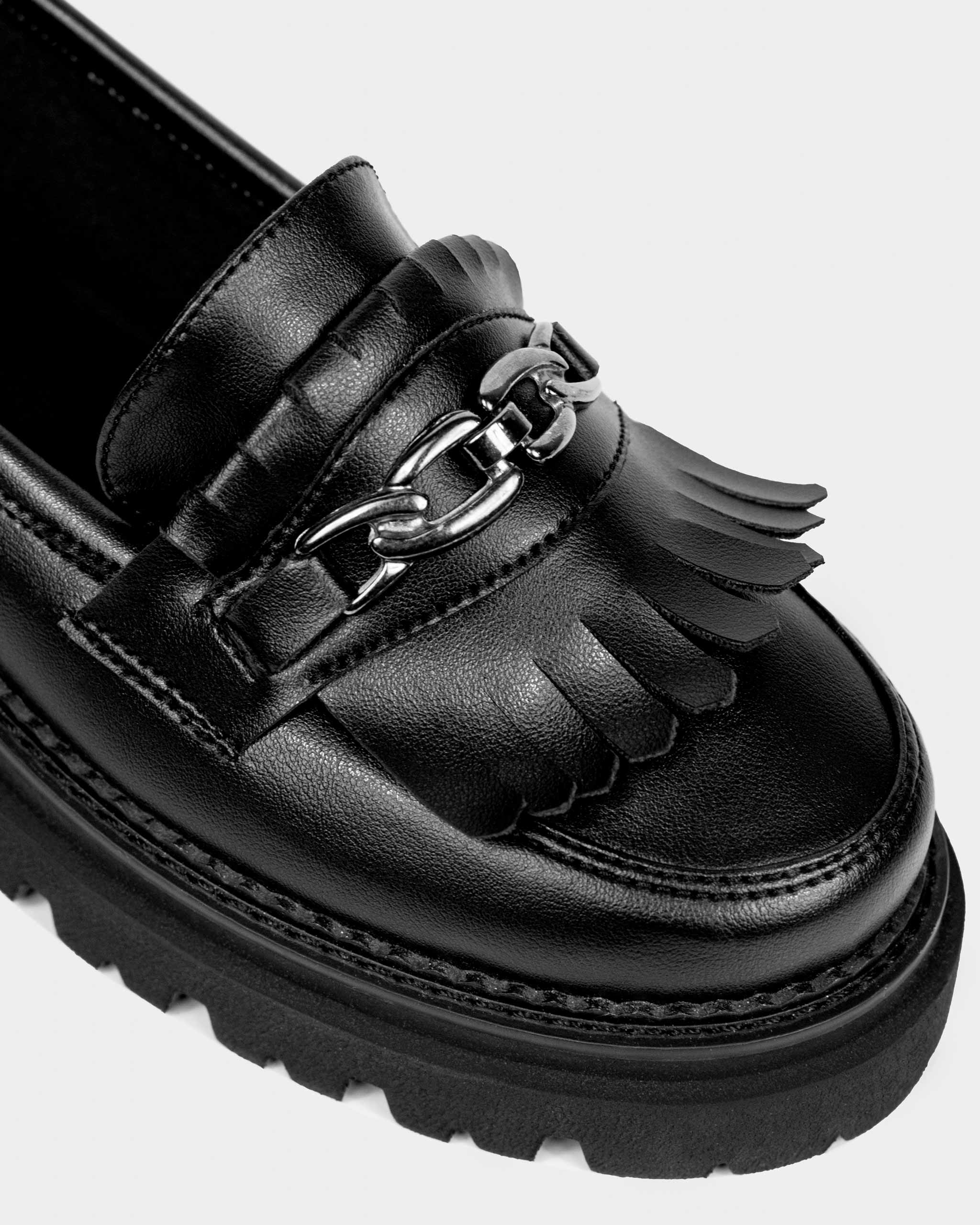 BOHEMA Chunky Loafers in black - worn on foot of women's loafers