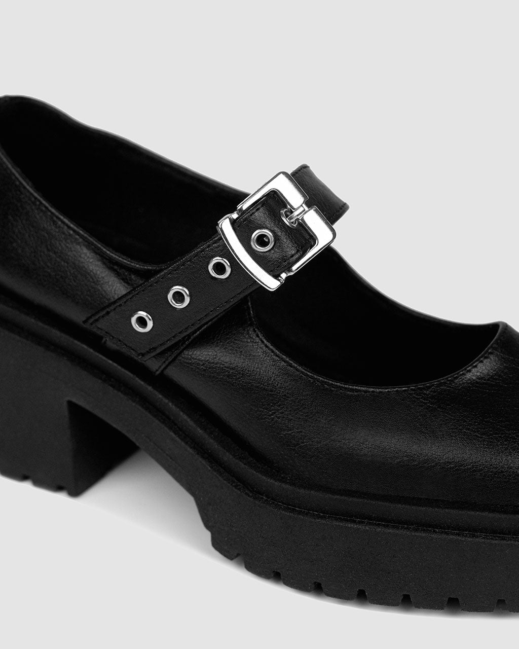BOHEMA Squared Mary Jane Pumps in black - worn on foot of women's Mary Jane ballet flats