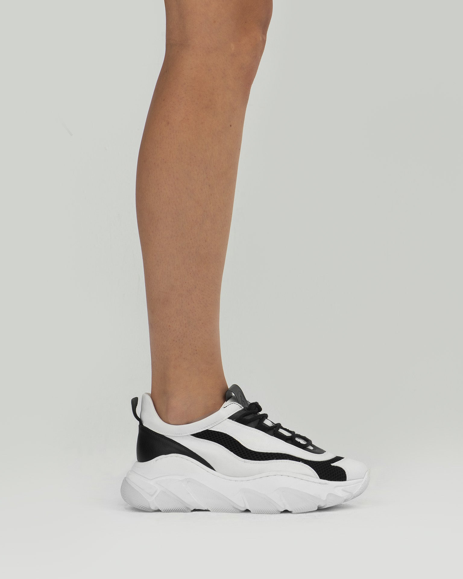 BOHEMA Daddy's Sneakers in white - side view of women's chunky sneakers