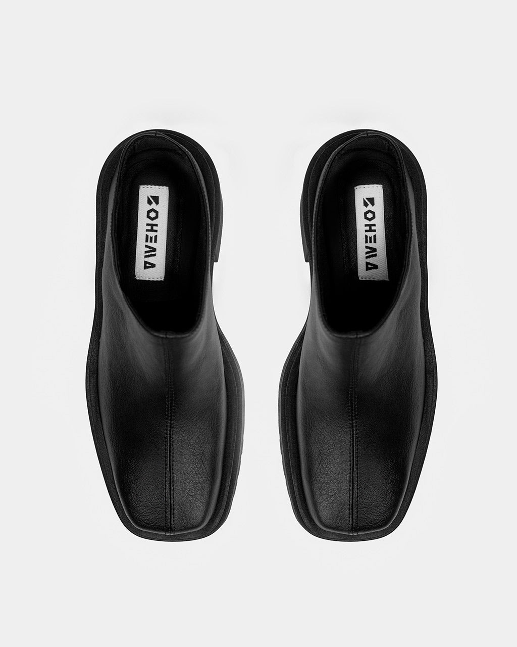 BOHEMA Squared Mule in black - side view of women's mules