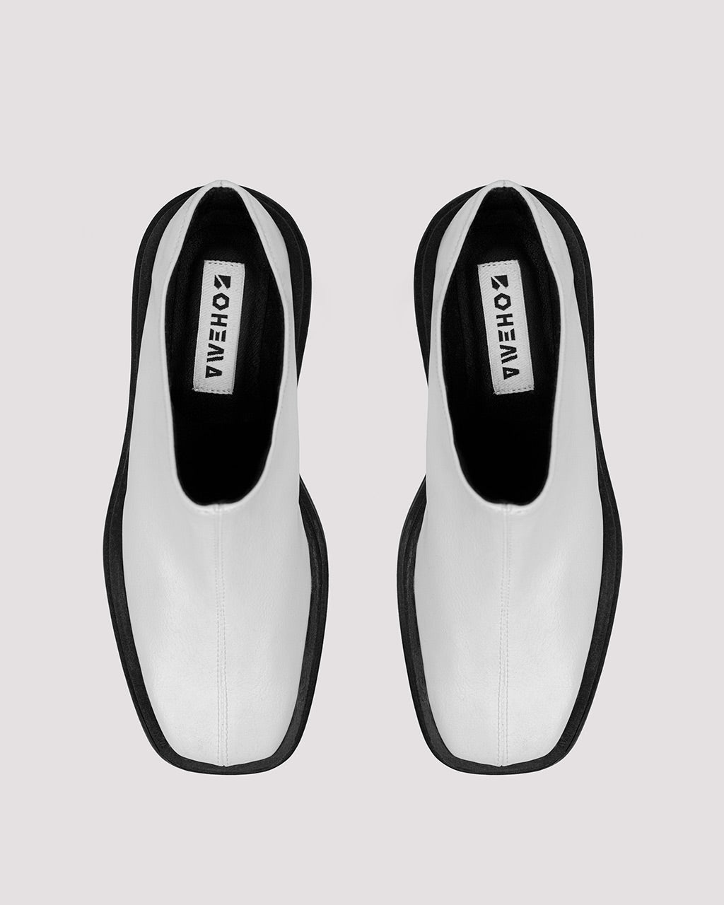 BOHEMA Squared Mule in white - side view of women's mules