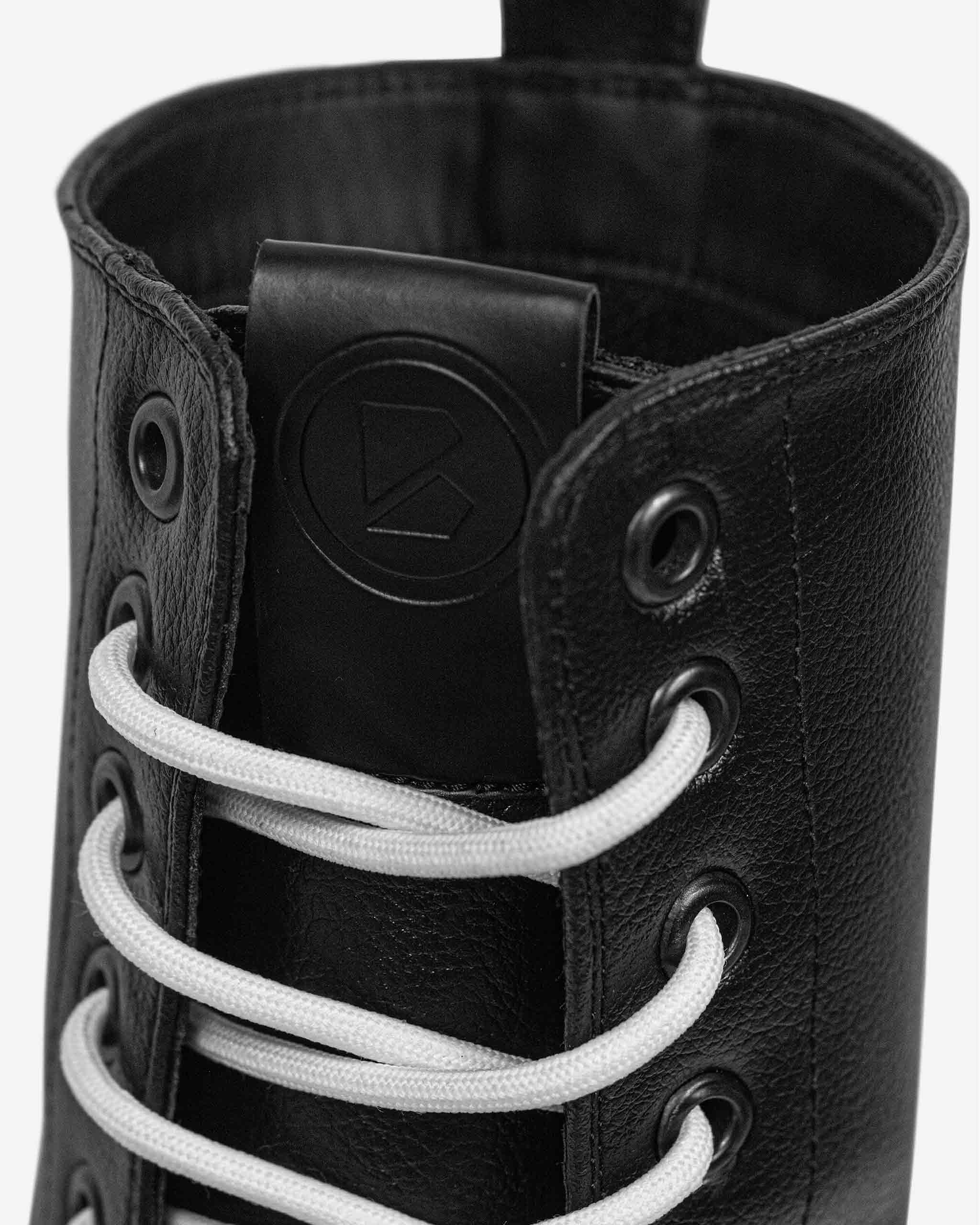 BOHEMA Worker Monster in black - worn on foot of women's lace-up boots