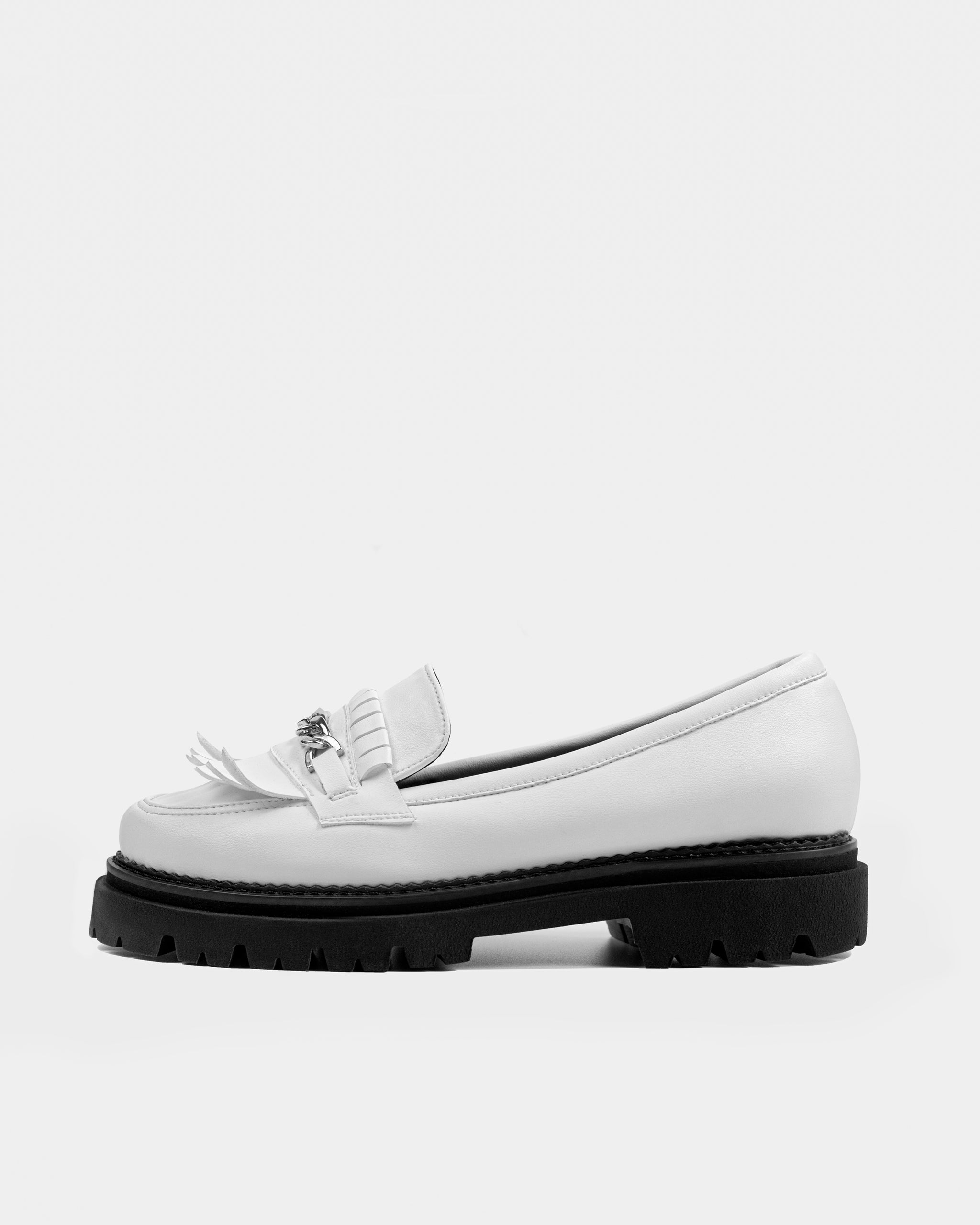 BOHEMA Chunky Loafers in white - top view of women's loafers
