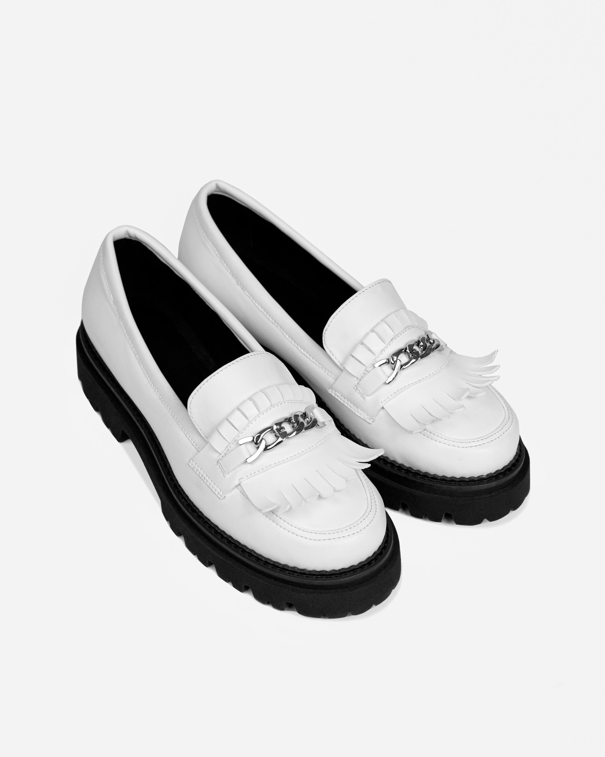 BOHEMA Chunky Loafers in white - sole detail of women's loafers