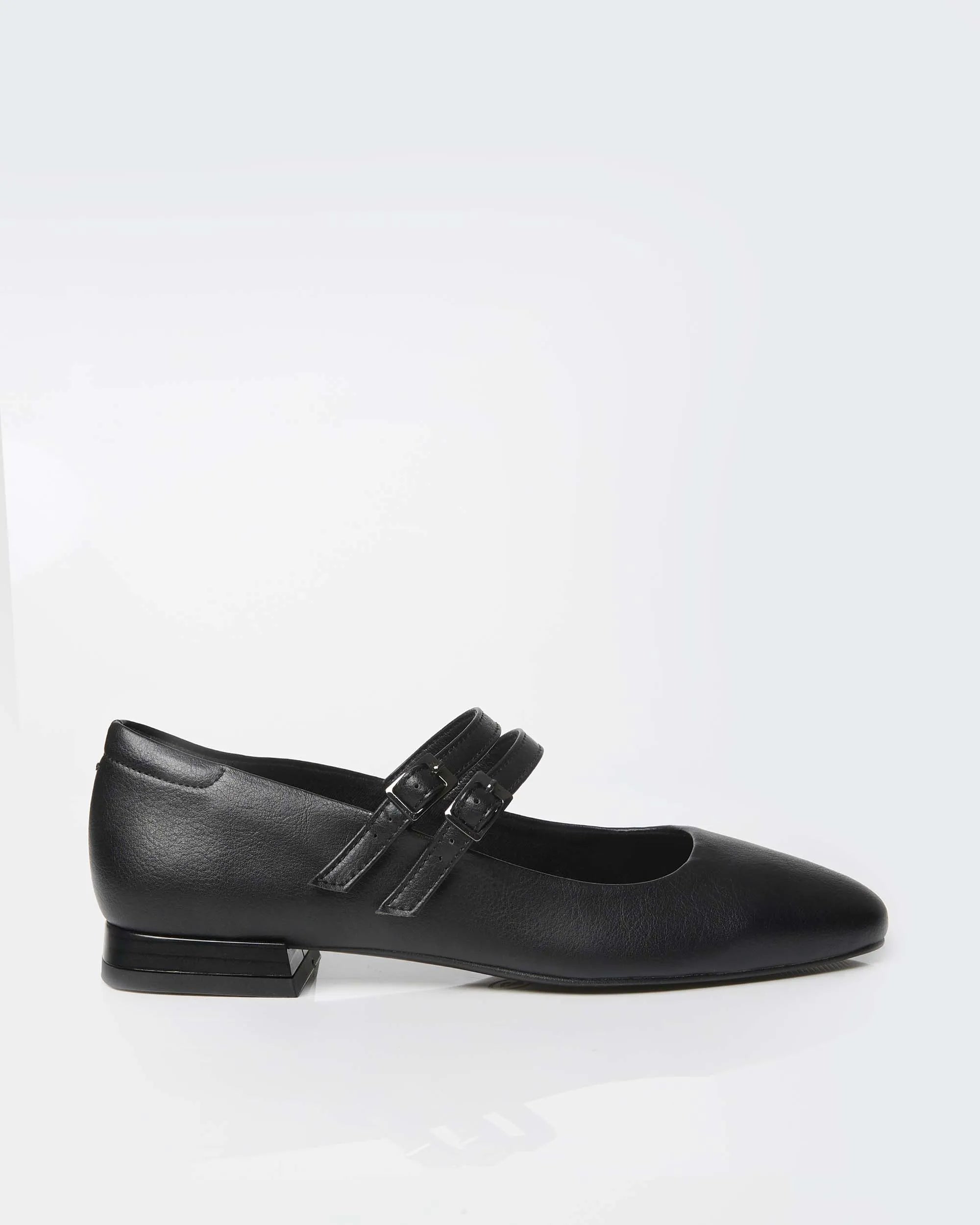 BOHEMA Blackberry Mary Jane Pumps in black - top view of women's Mary Jane ballet flats