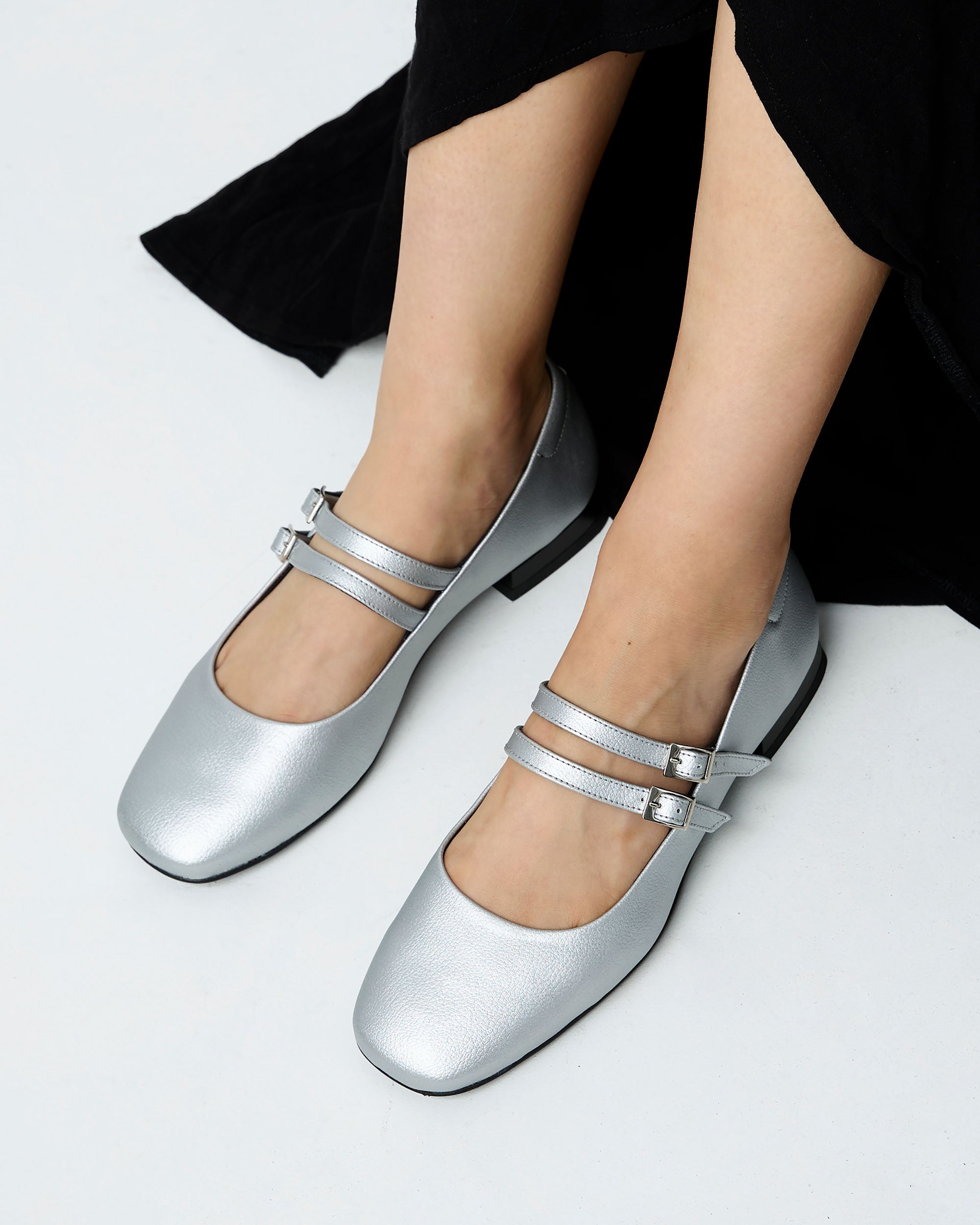BOHEMA Sugar Mary Jane Pumps in metallic gold - pair view of women's Mary Jane ballet flats