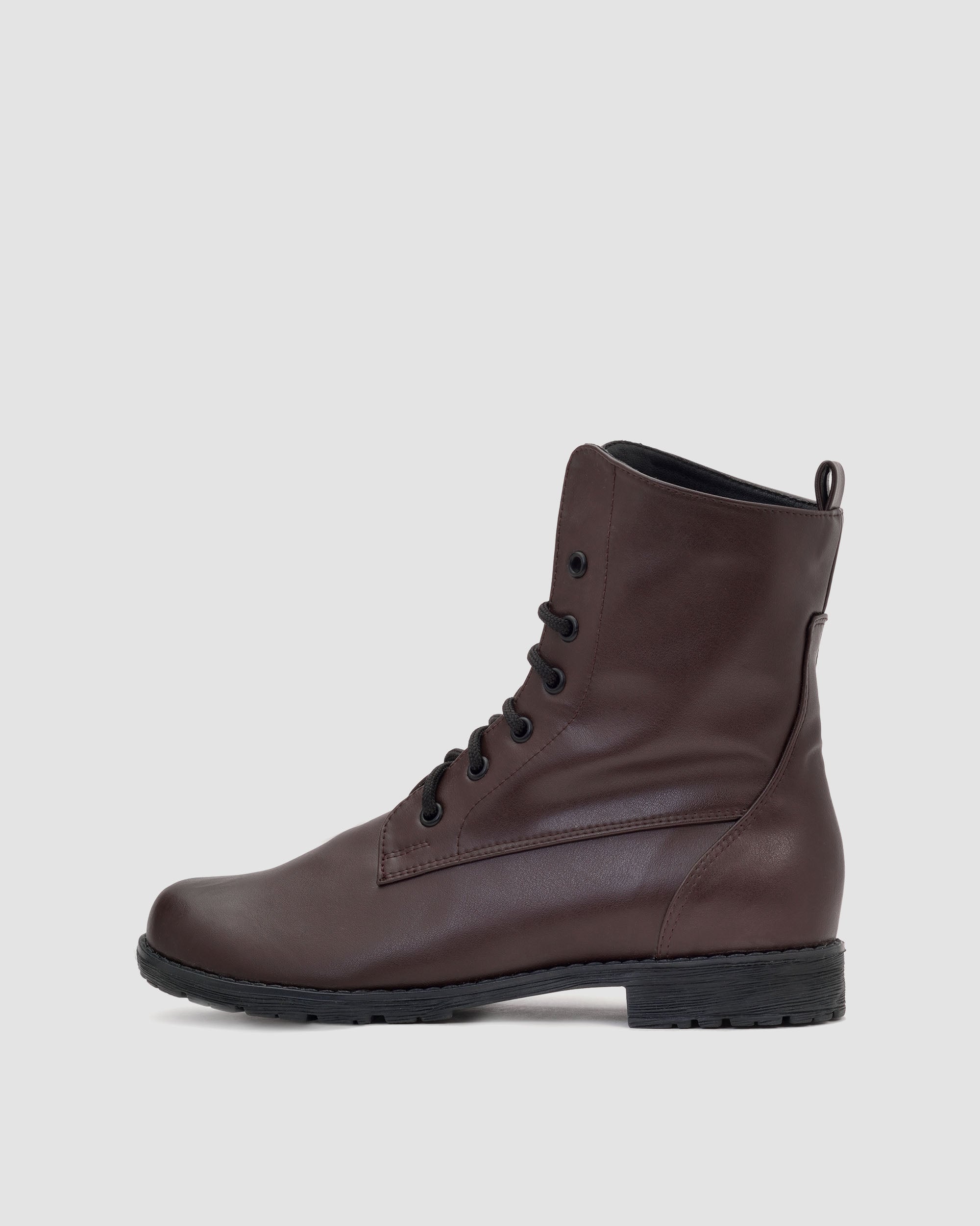 BOHEMA Workers No. 2 - chocolate brown women's lace-up boots made from plant leather