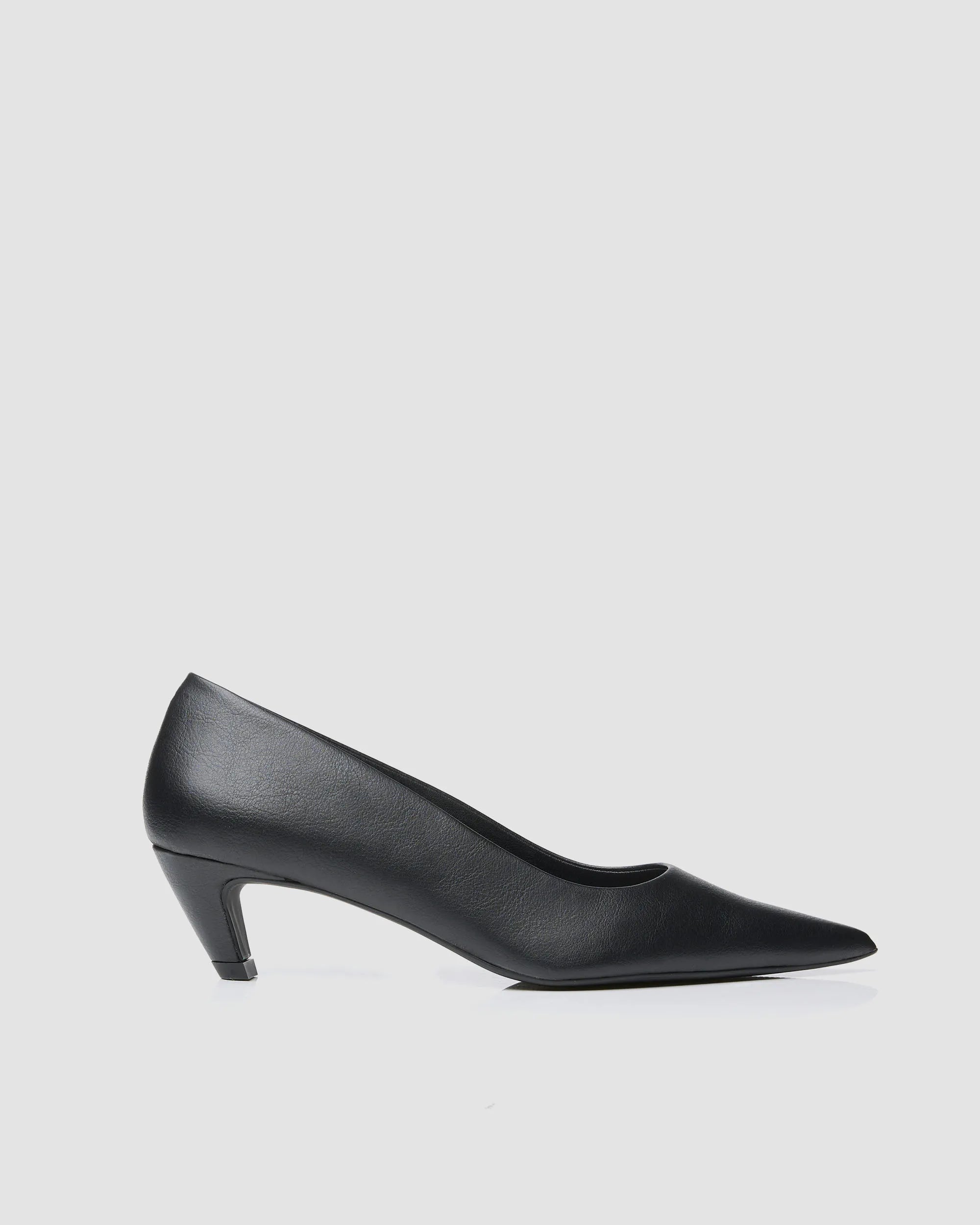 BOHEMA Siren Heels in black - worn on foot of women's kitten heel shoes