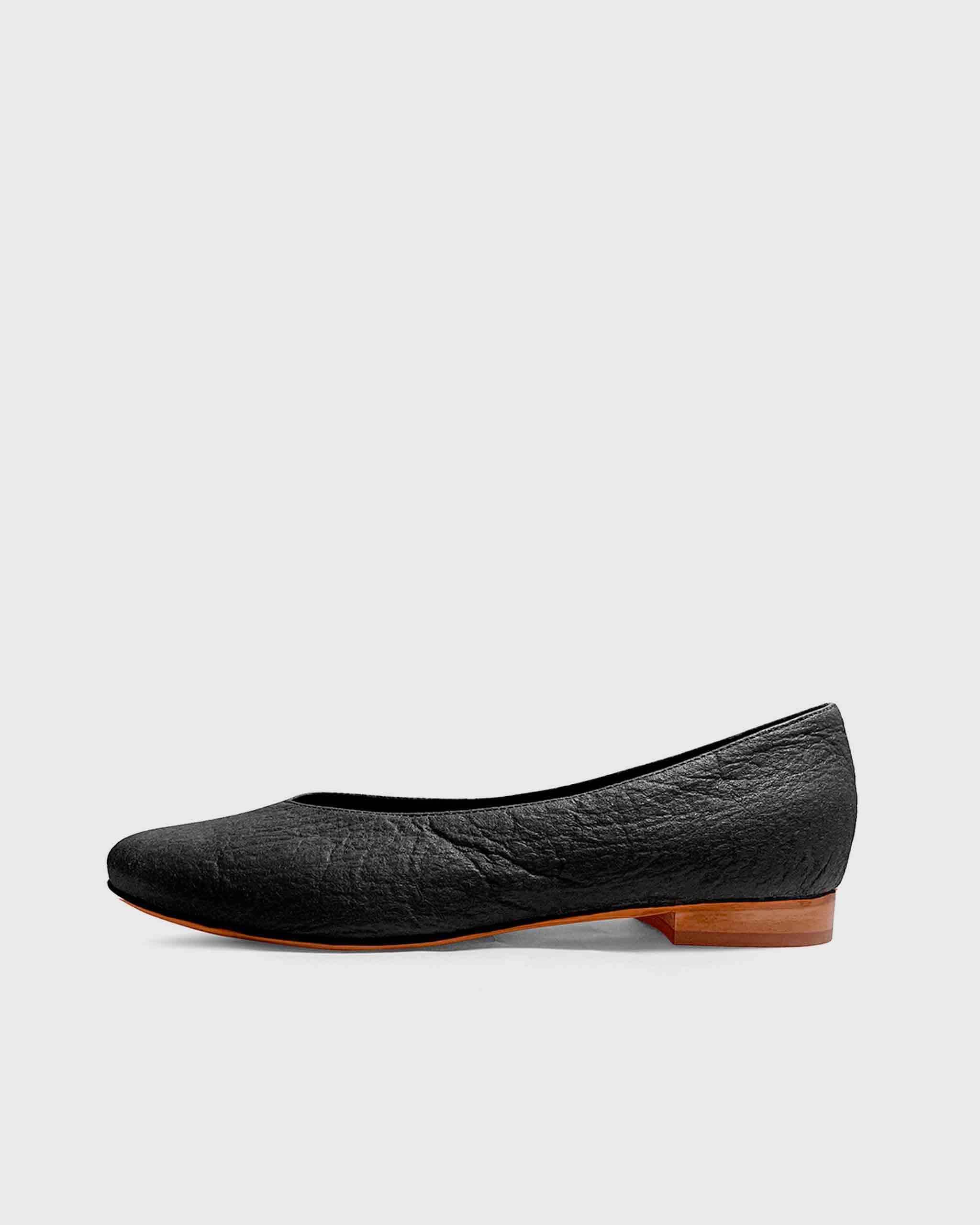 BOHEMA Pumps - black women's ballet flats made from pineapple plant leather