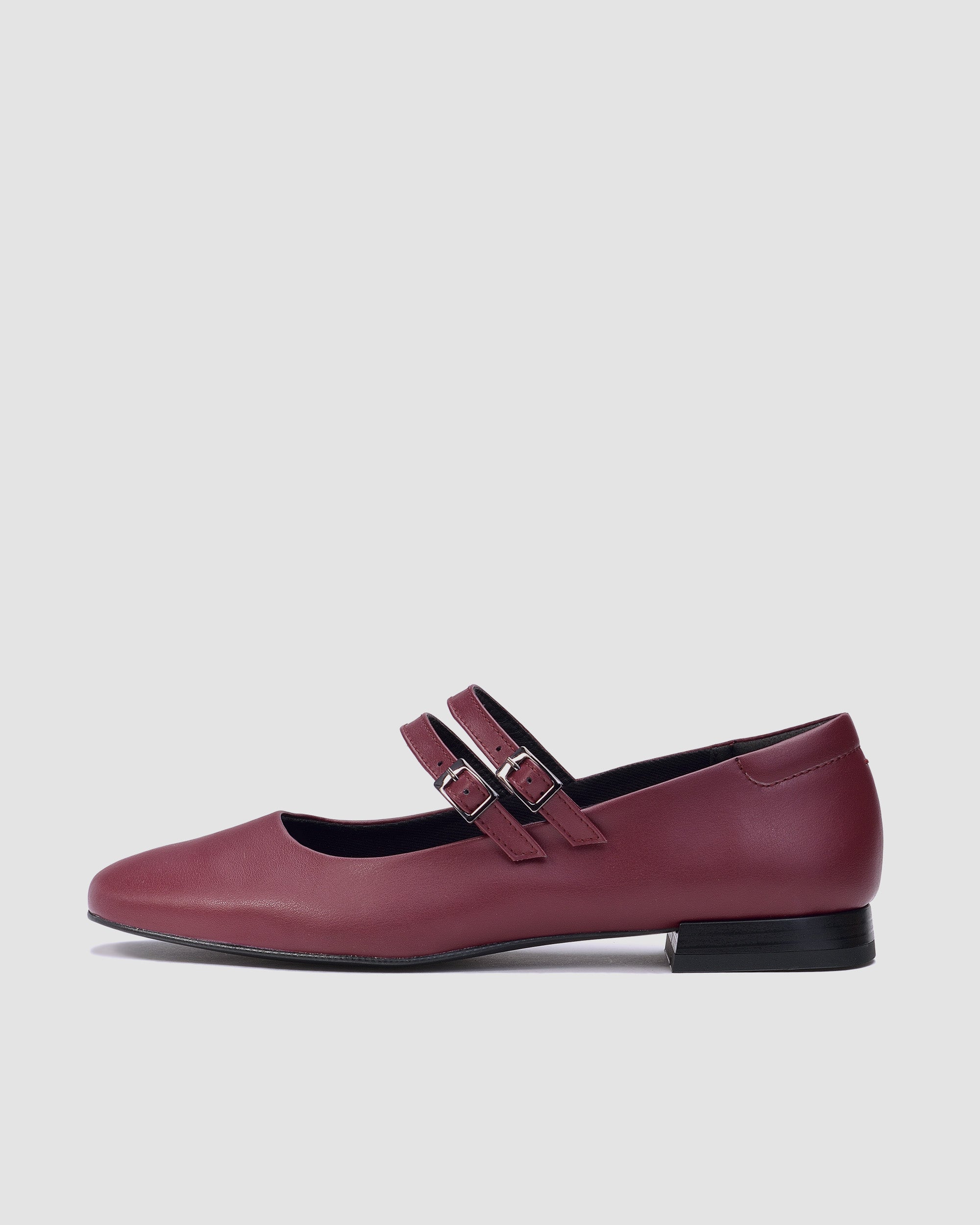 BOHEMA Cherry Mary Jane Pumps - burgundy women's Mary Jane ballet flats made from plant leather