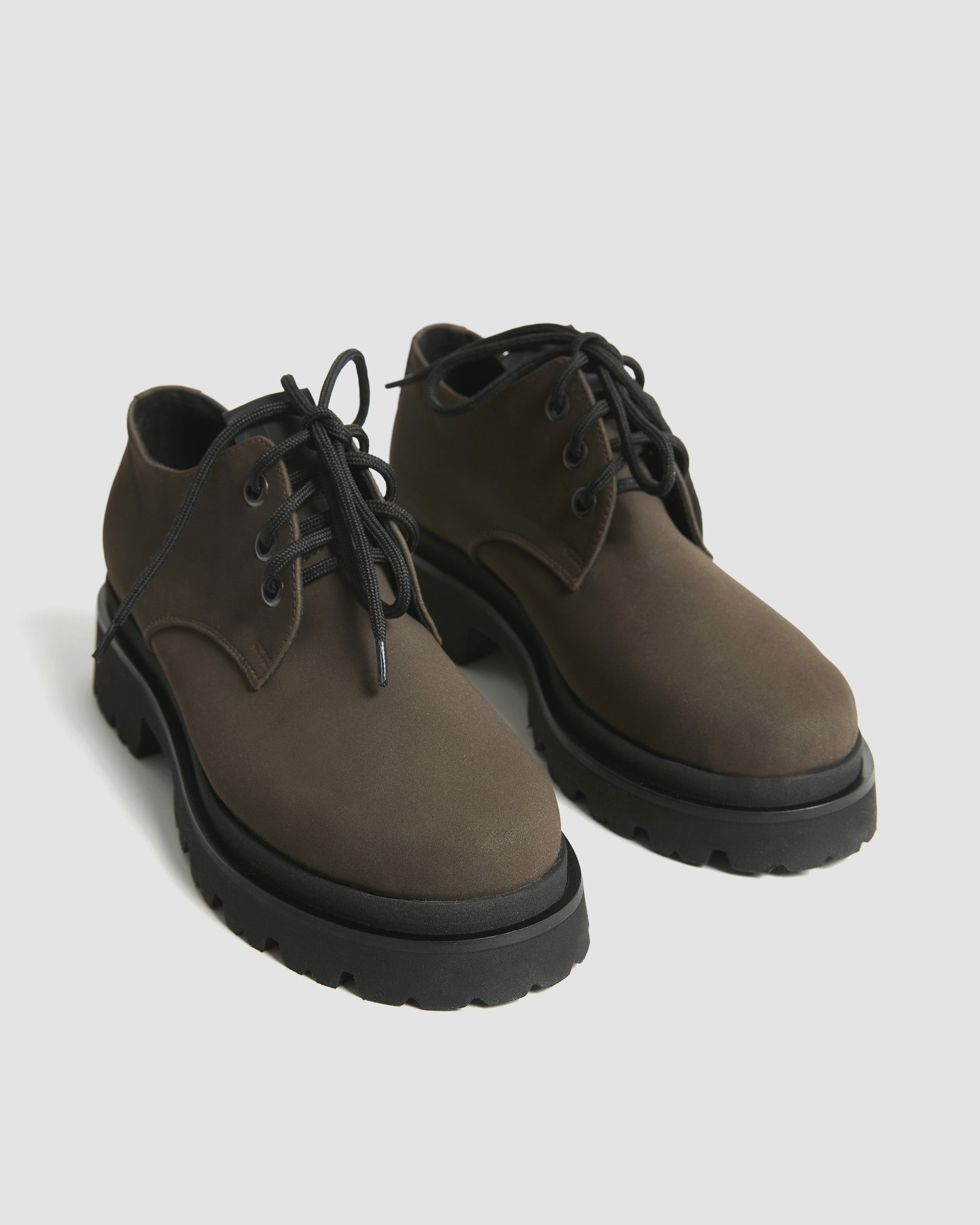 BOHEMA Chunky Derbs No. 2 in chocolate brown - side view of women's derby shoes