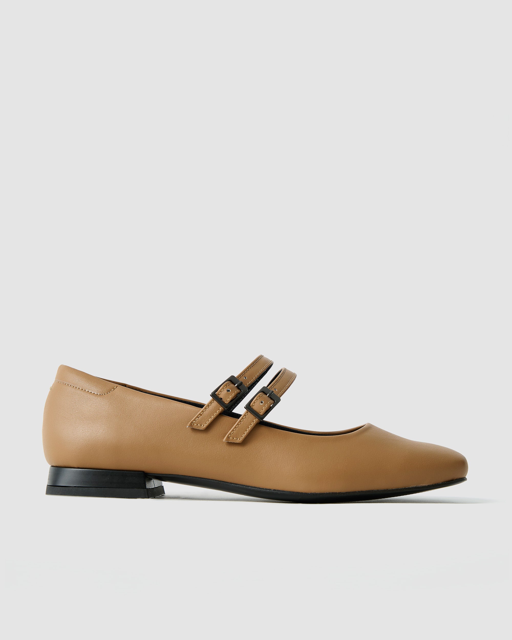 BOHEMA Carmel Mary Jane Pumps in caramel - side view of women's Mary Jane ballet flats