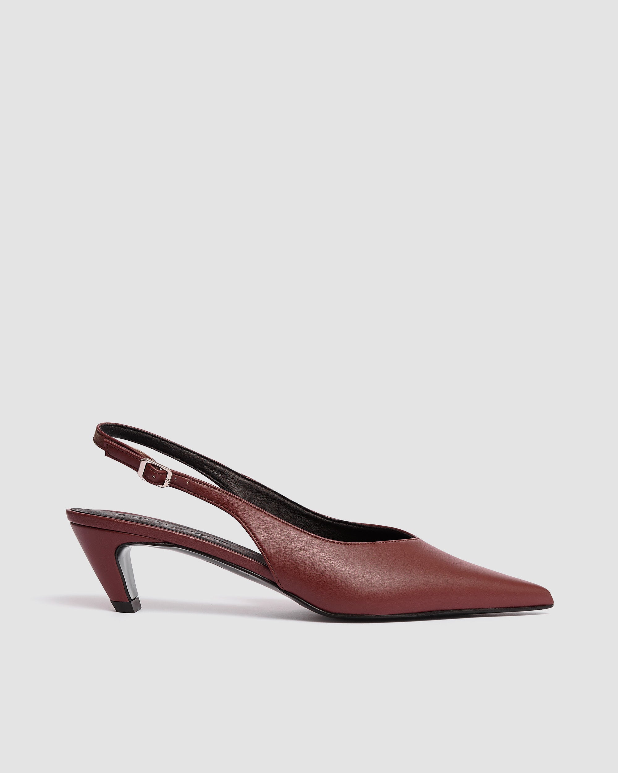 BOHEMA Kitten Heels in burgundy - back view of women's kitten heel pumps