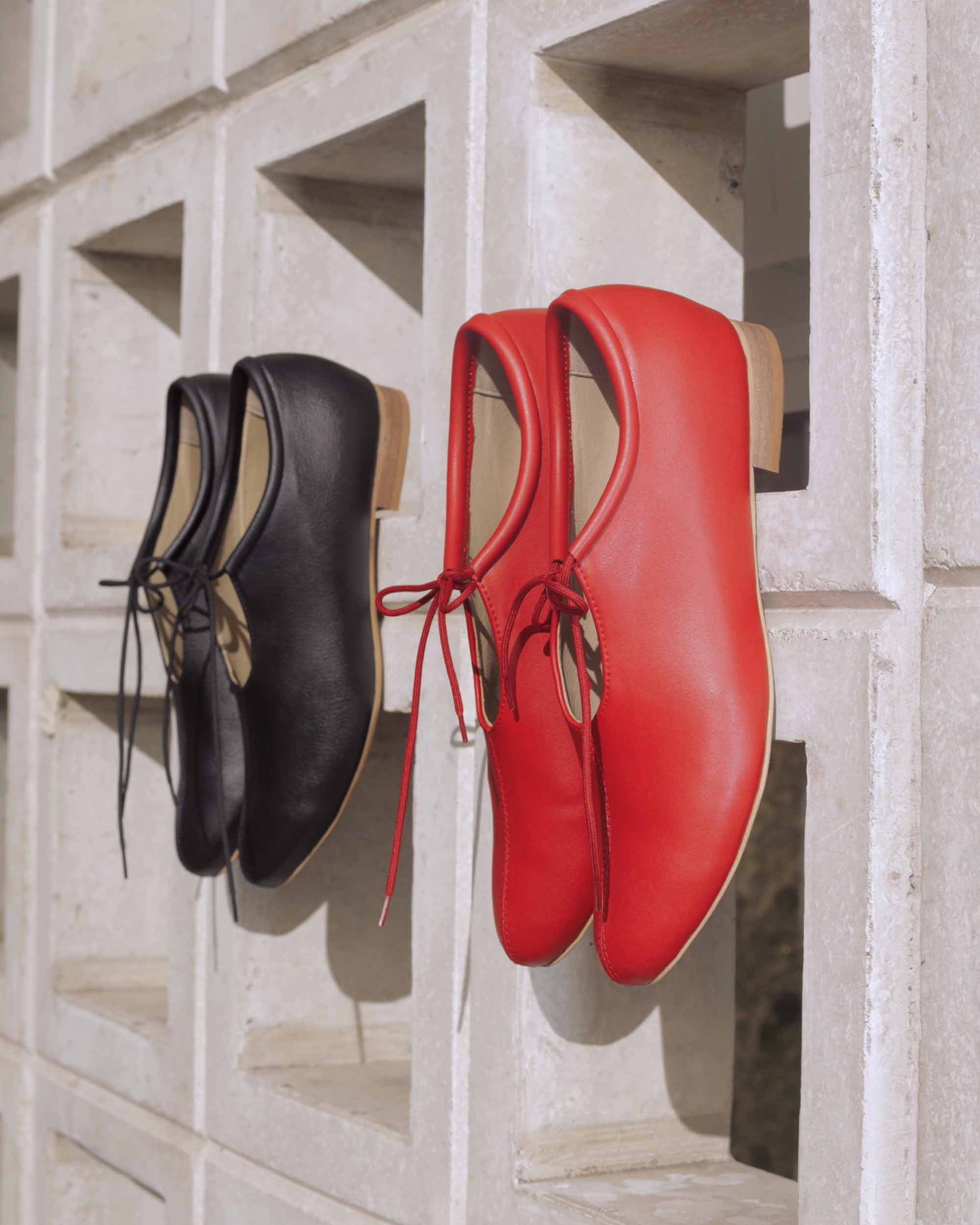 BOHEMA Akira Pumps - black women's ballet flats made from cactus plant leather