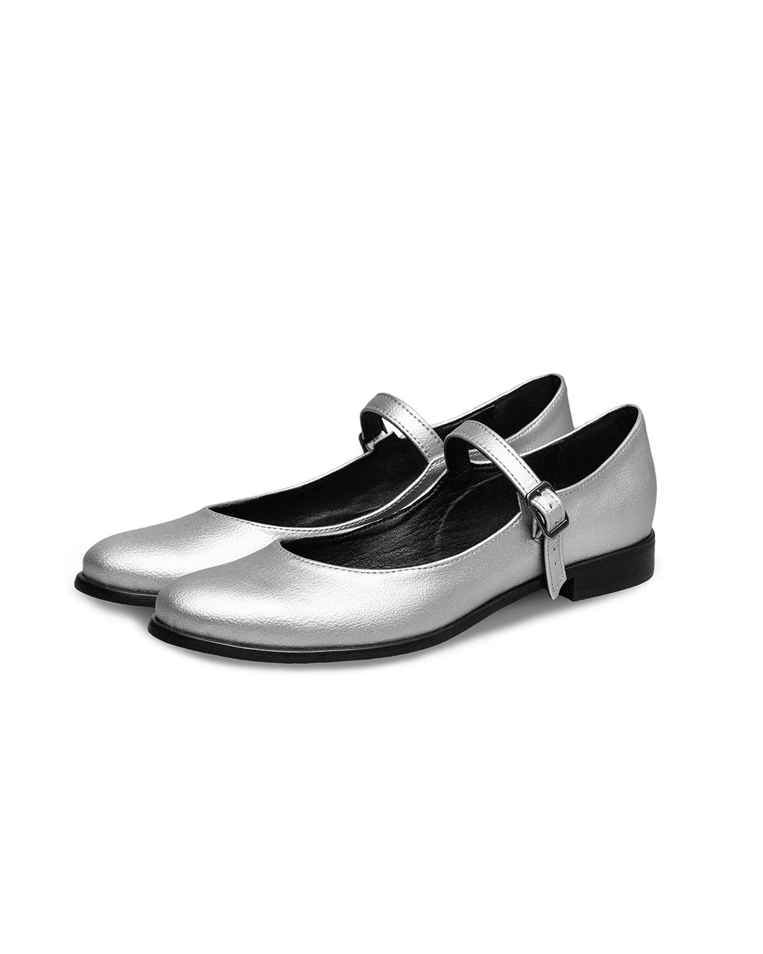 BOHEMA Mary Jane Pumps - silver women's Mary Jane ballet flats made from grape plant leather